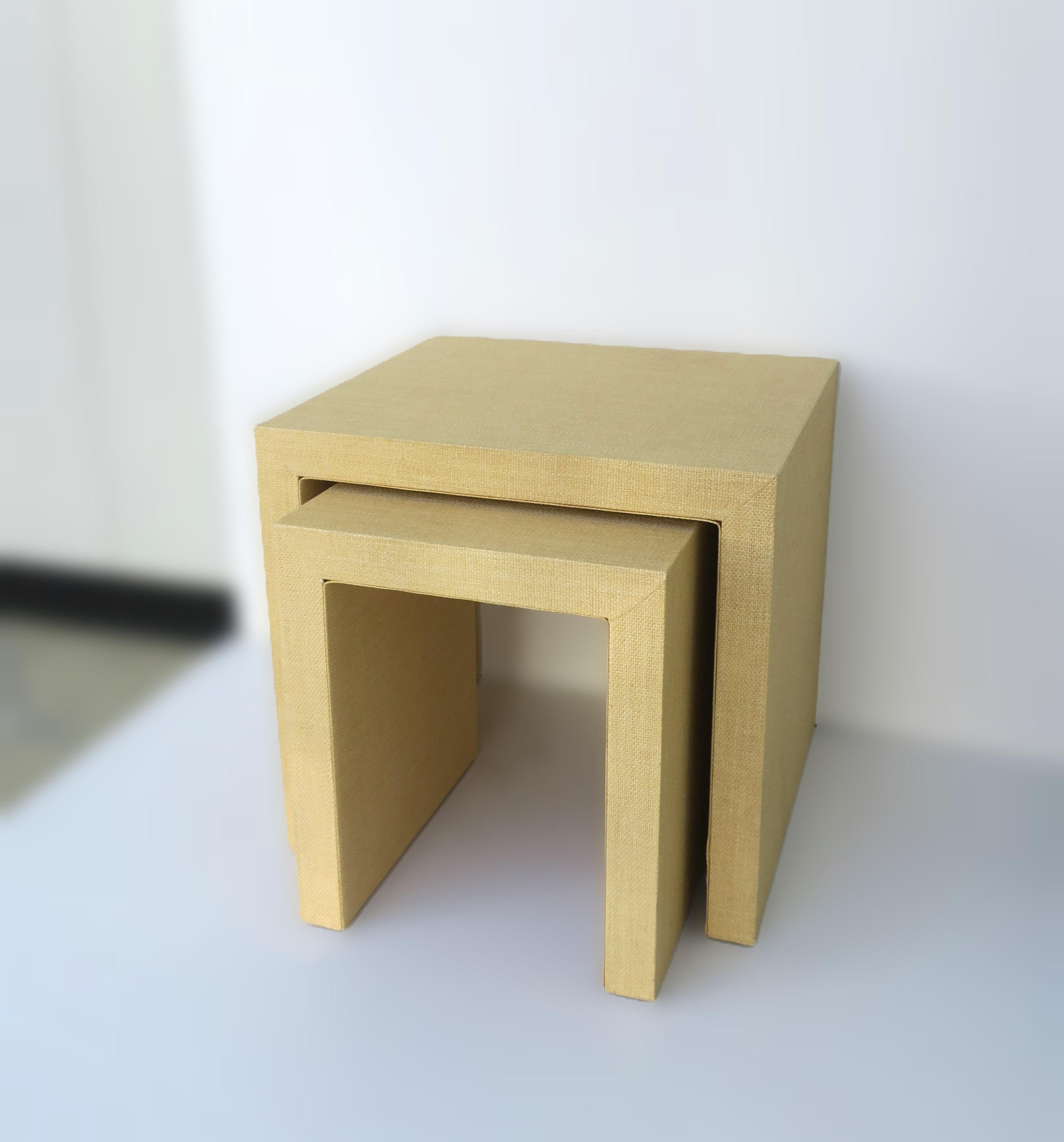 Modern Cloth Wrapped Nesting Tables  For Sale
