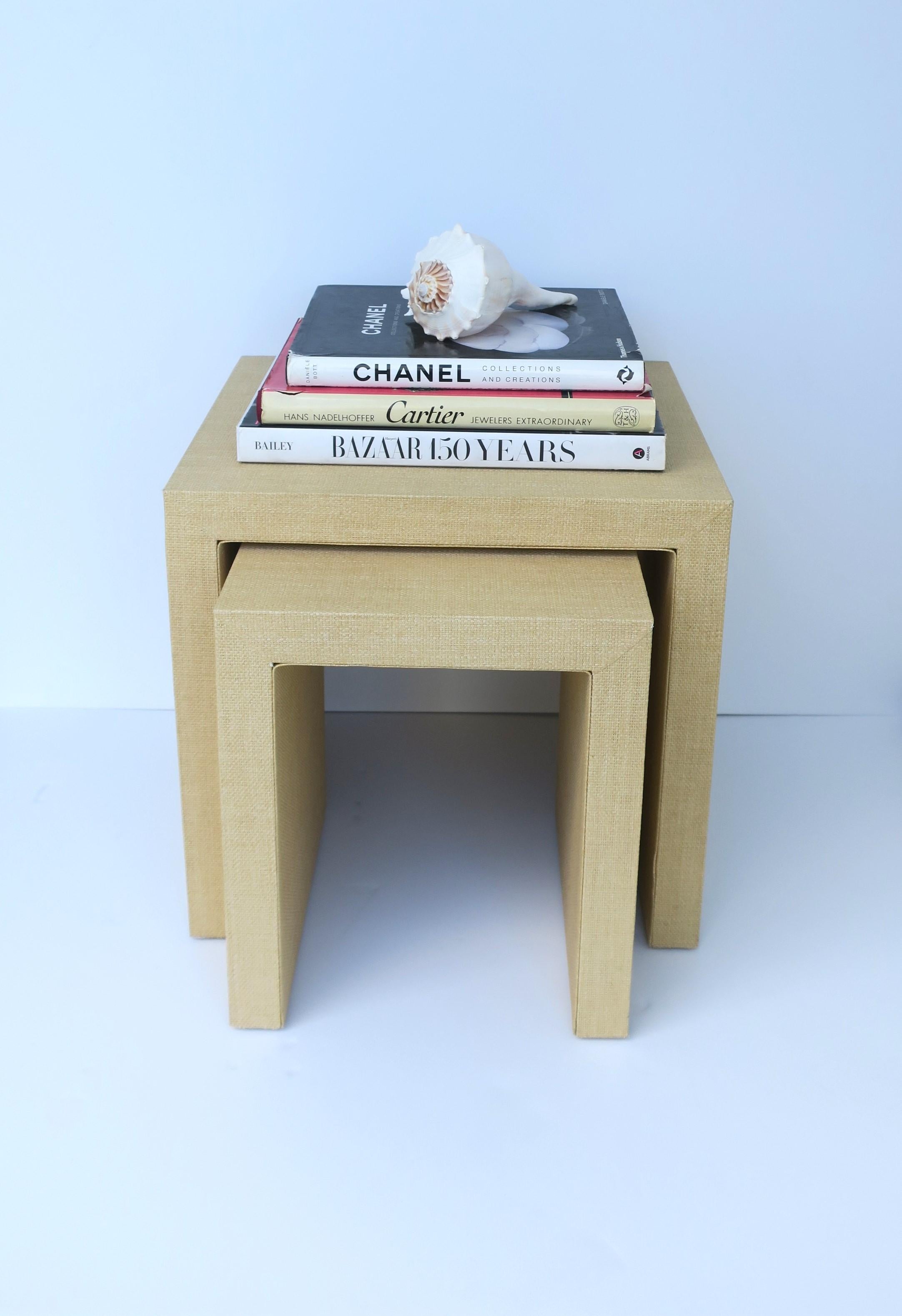 Contemporary Cloth Wrapped Nesting Tables  For Sale