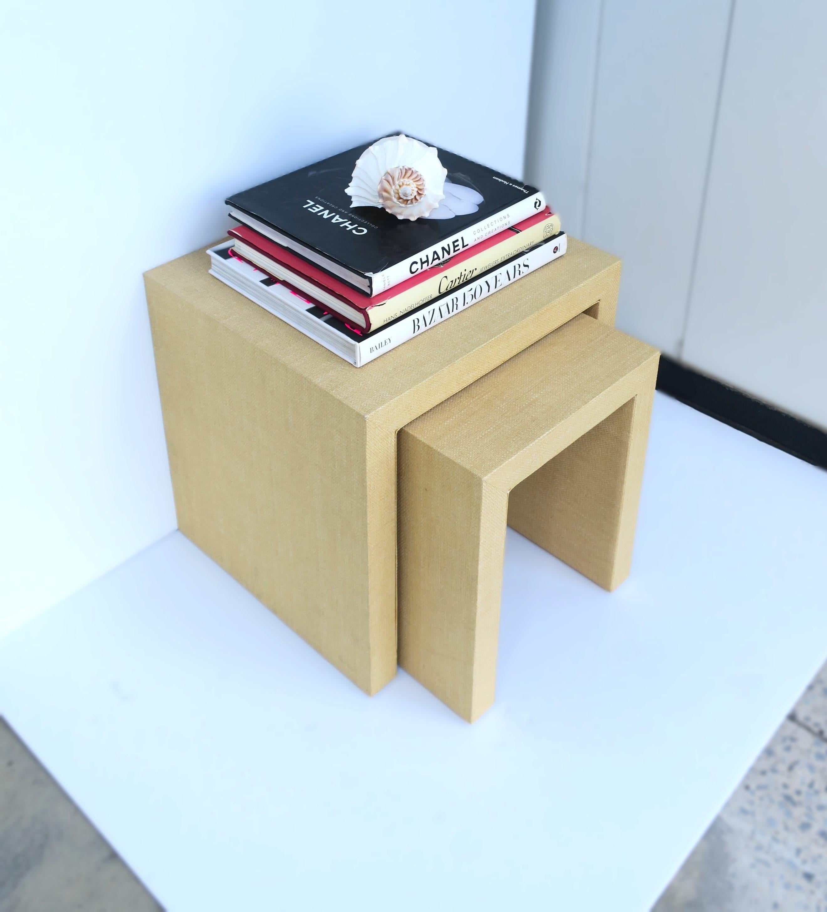 Upholstery Cloth Wrapped Nesting Tables  For Sale