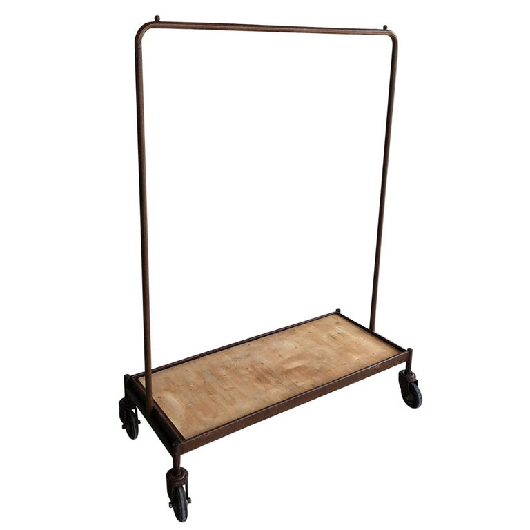 Clothes Hanger Industrial Iron Wheeled Trolleys, Different Sizes Available  For Sale at 1stDibs