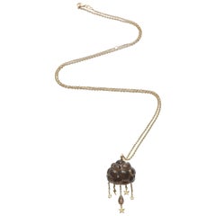 Cloud 18 Karat Yellow Gold Smoky Quartz White Diamonds Necklace