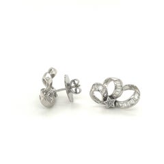 Cloud and Star Celestial Diamond Stud Earrings in 18k White Gold