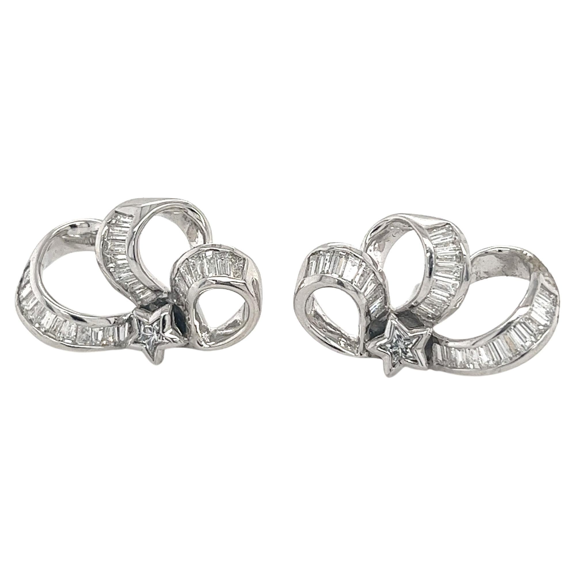 Cloud and Star Celestial Diamond Stud Earrings in 18k White Gold For Sale