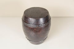 Cloud Barrel Drumstool, Antique Copper by Robert Kuo, Hand Repousse