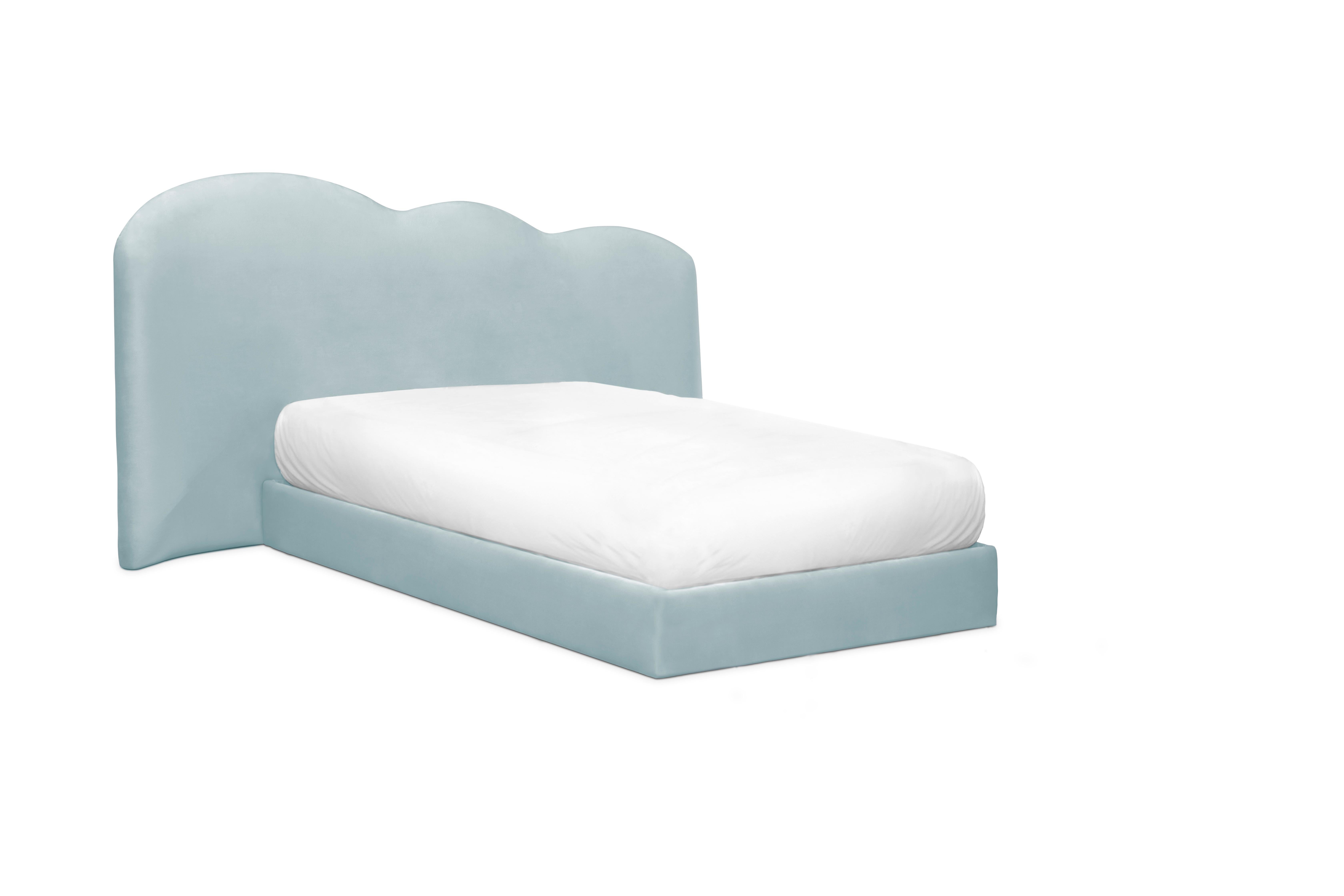Cloud Kids Bed in Wood and Velvet Finish by Circu Magical Furniture For Sale 7