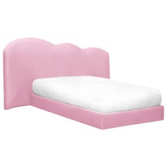 Cloud Kids Bed in Wood and Velvet Finish by Circu Magical Furniture