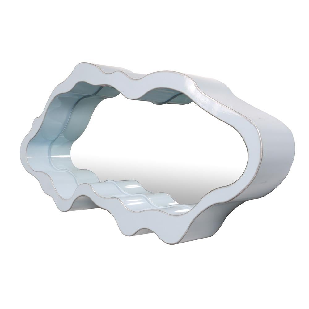 Americano Specchio Cloud Blue di Bert Furnari, forma biomorfa in alluminio verniciato a polvere in vendita