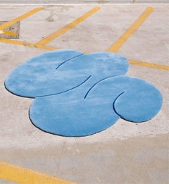 Cloud Blue Squiggle Rug Crafted in New Zealand Wool by Okej Studio