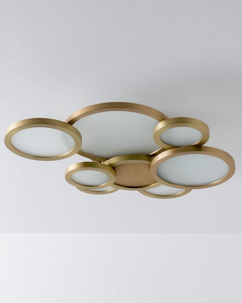Lebanese Cloud Brushed Brass Ceiling Mounted Lamp by Carla Baz For Sale