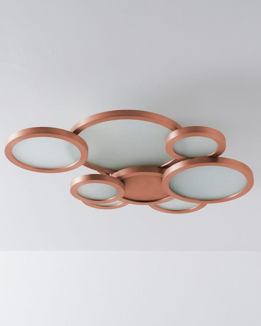 Lebanese Cloud Brushed Copper Ceiling Mounted Lamp by Carla Baz For Sale