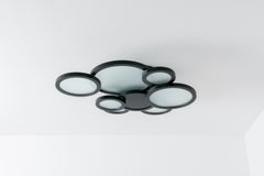 Lampada da soffitto moderna di lusso, realizzata a mano, in acciaio nero e vetro Cloud, Carla Baz