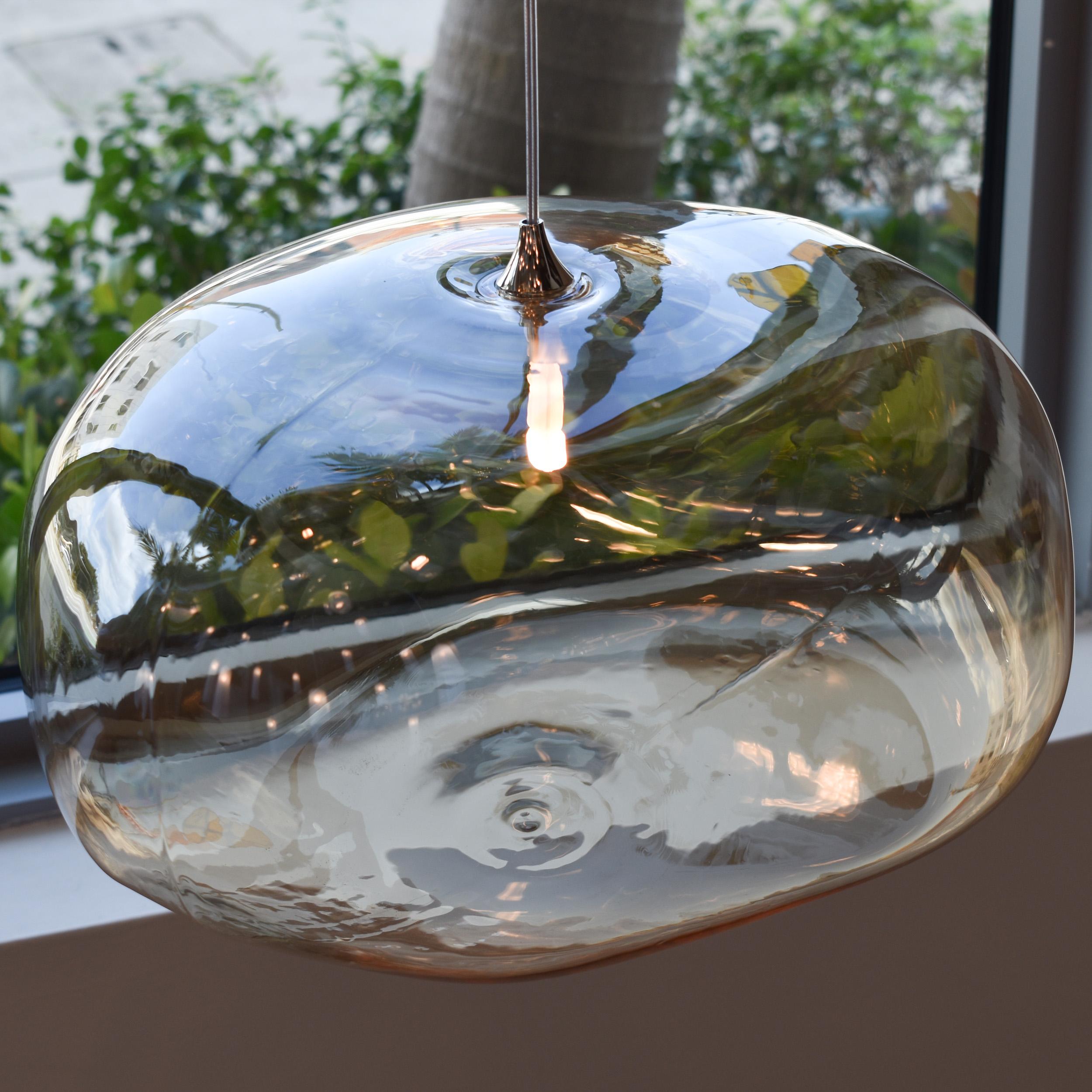 Cloud Chandelier, Large Hand-Blown Glass Pendants with 7 LEDLights. For Sale 3