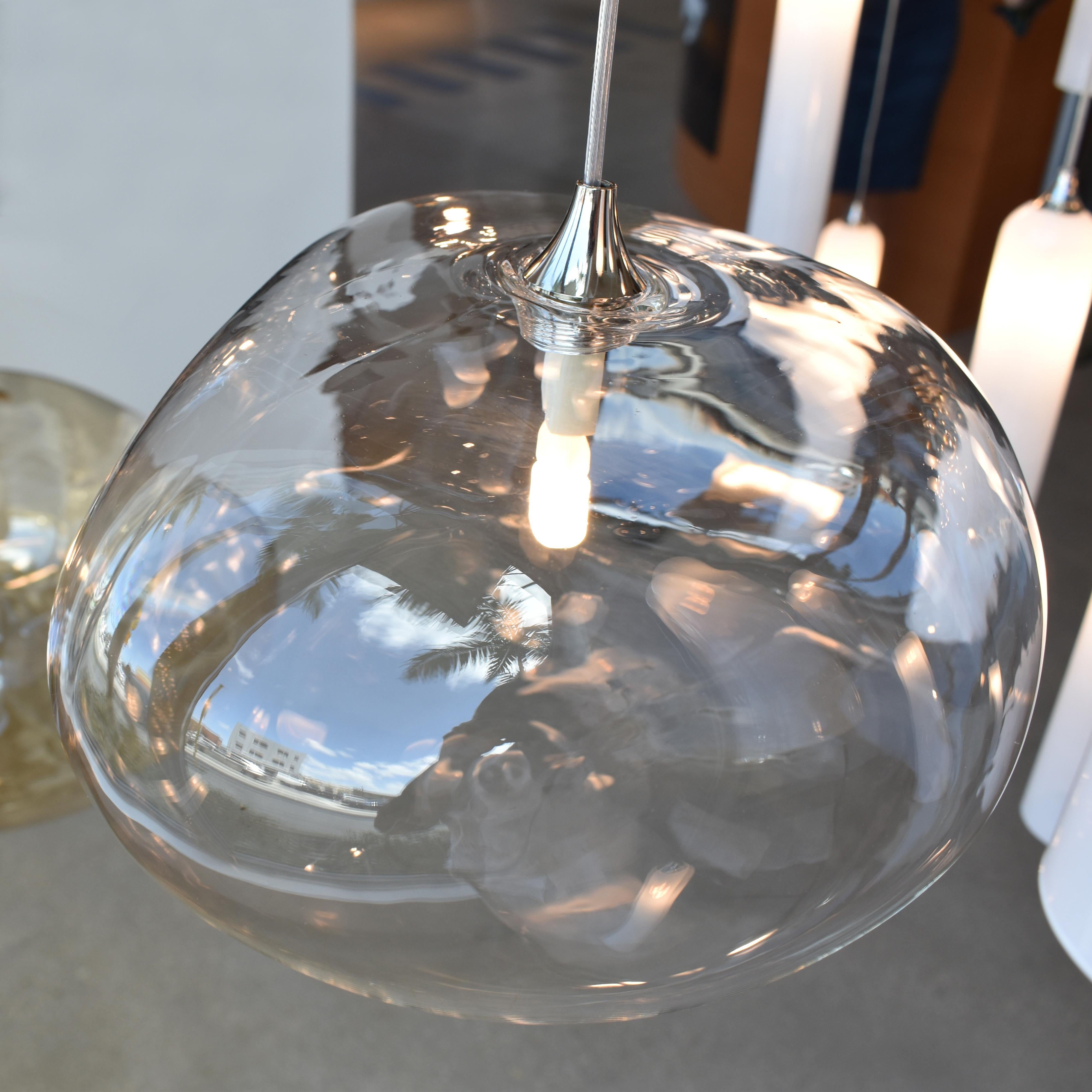 XXIe siècle et contemporain Lustre nuageux, grands pendentifs en verre soufflé à la main avec 7 lampes LED en vente