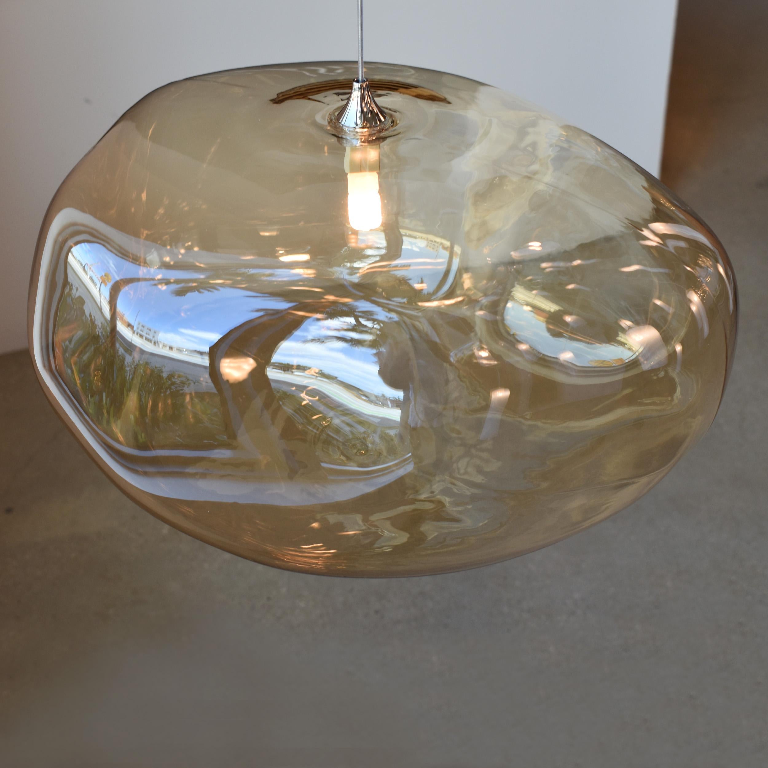 Cloud Chandelier, Large Hand-Blown Glass Pendants with 7 LEDLights. For Sale 1