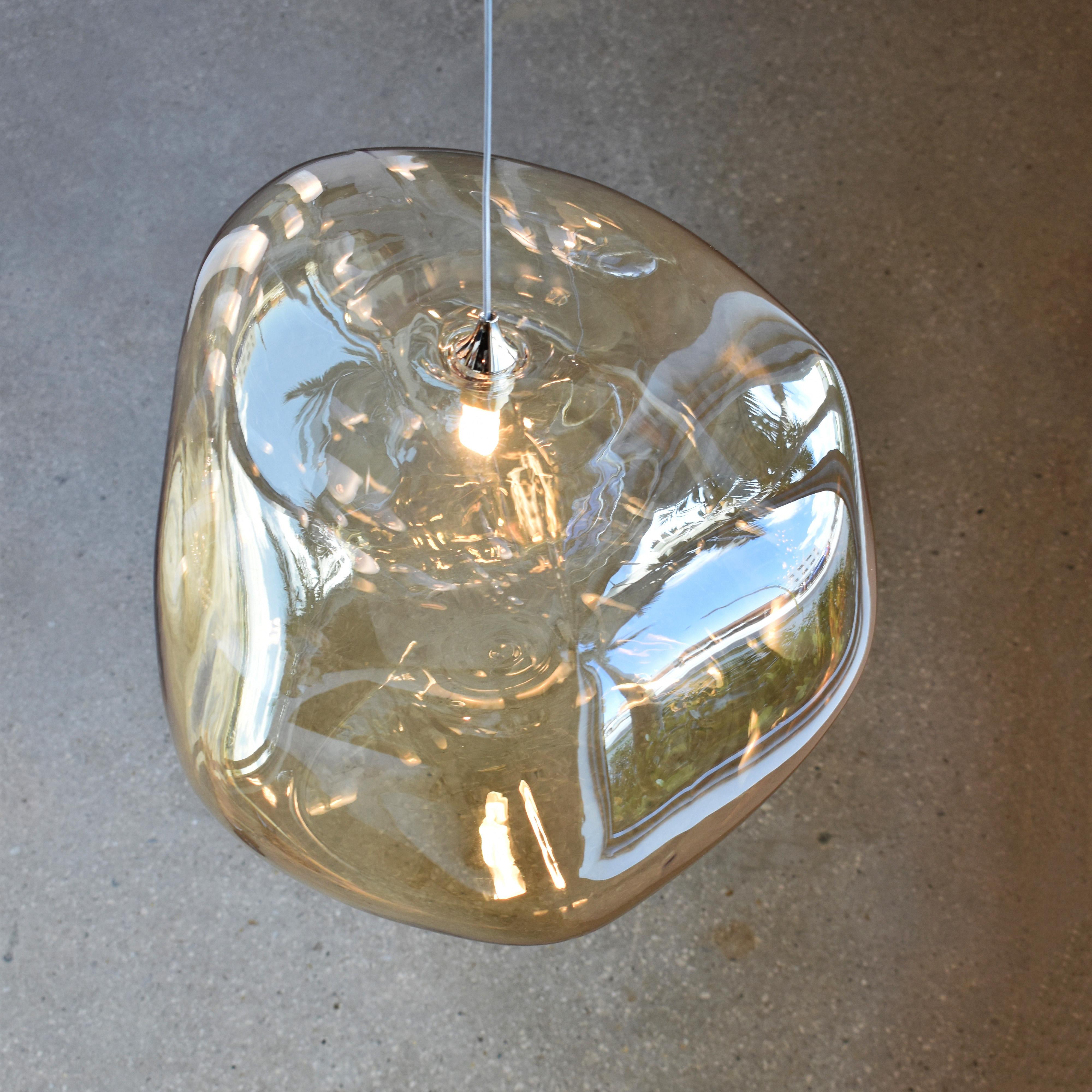 Cloud Chandelier, Large Hand-Blown Glass Pendants with 7 LEDLights. For Sale 2