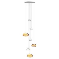 Cloud Chandelier, Large Hand-Blown Glass Pendants with 7 LEDLights.