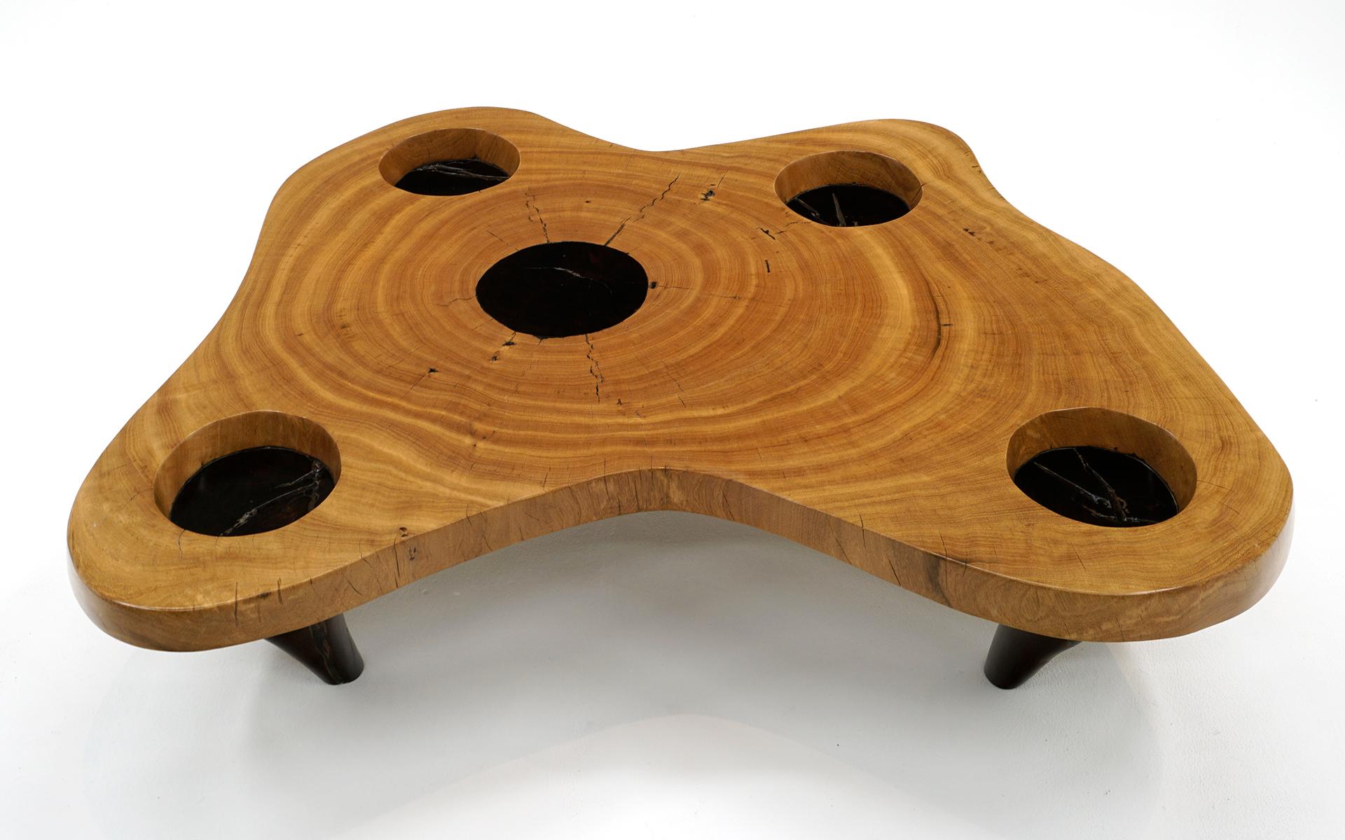 Organic Modern Cloud Coffee Table by Hugo Franca, Brazil.  Made of Imbuia and Ipe For Sale
