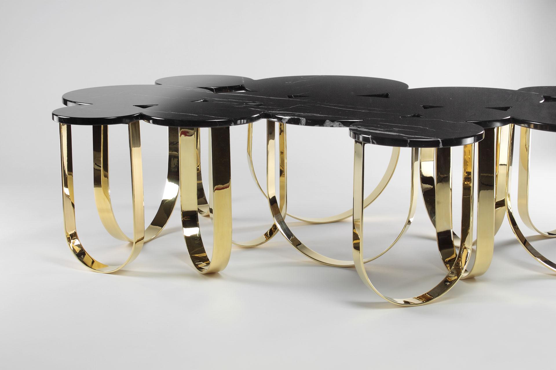 Cloud Coffee Table in Marble & Mirror Polished Brass by Barberini & Gunnell For Sale 3