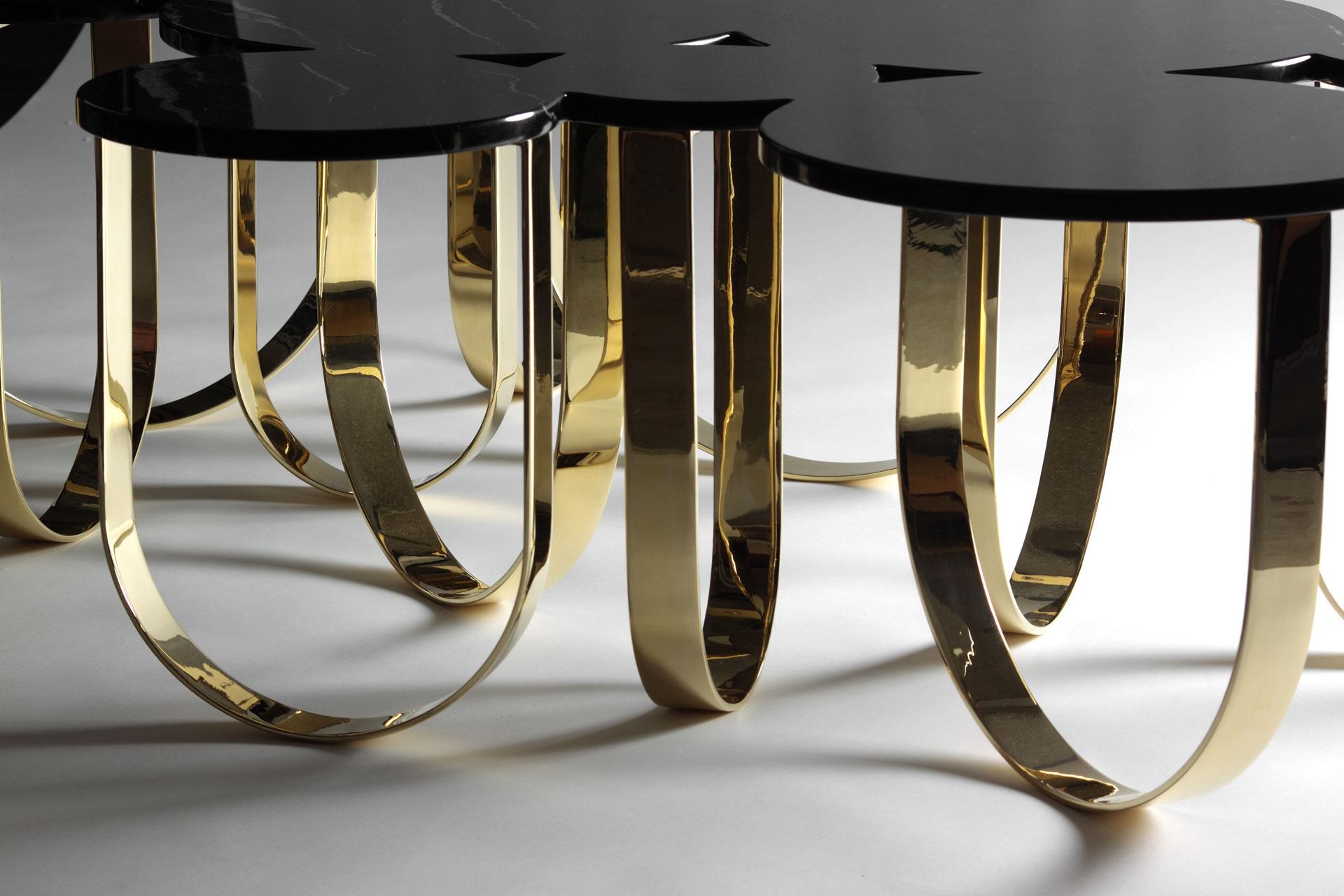 Cloud Coffee Table in Marble & Mirror Polished Brass by Barberini & Gunnell For Sale 1