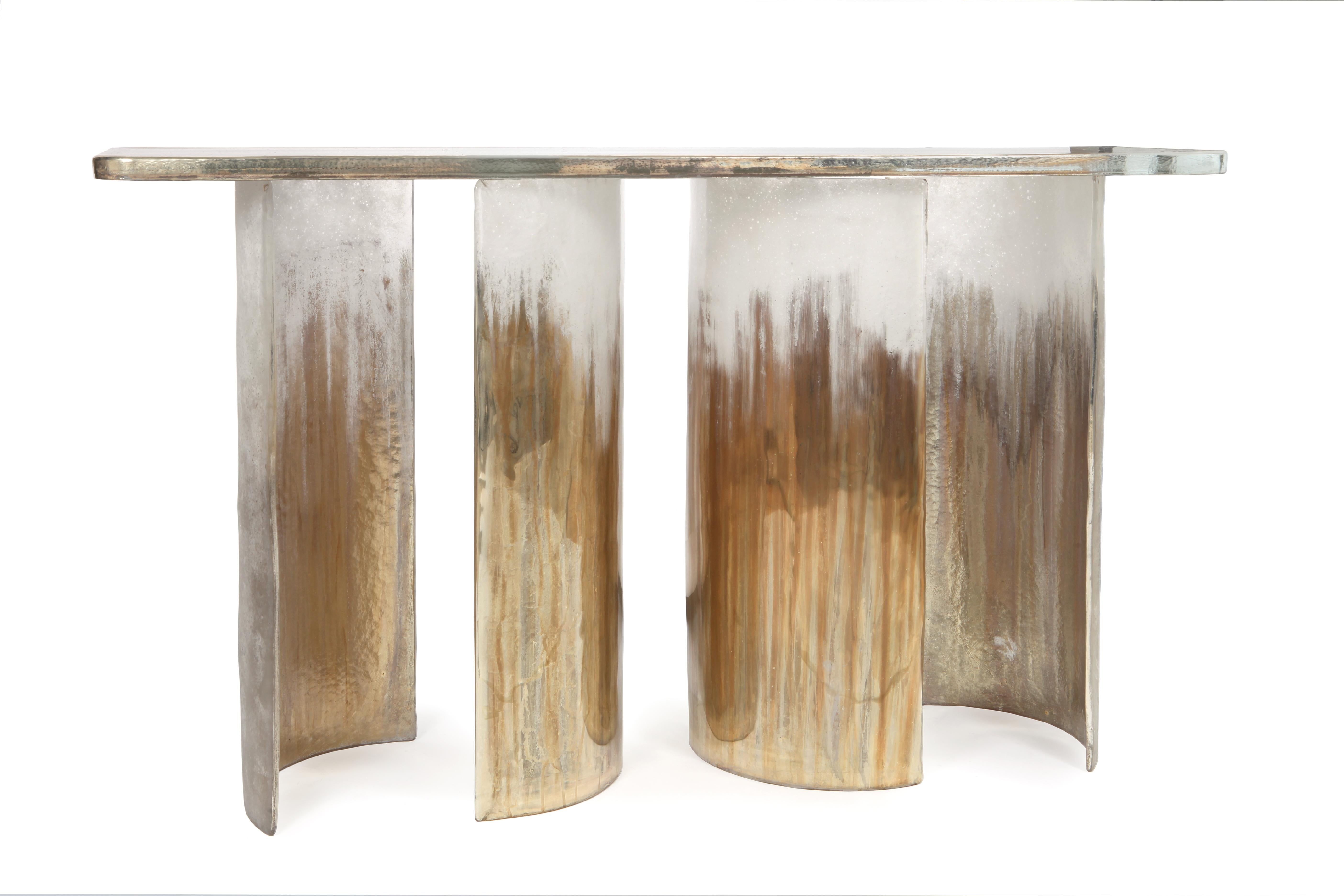 Contemporary Cloud Console Made from Hand Silvered Murano Glass For Sale