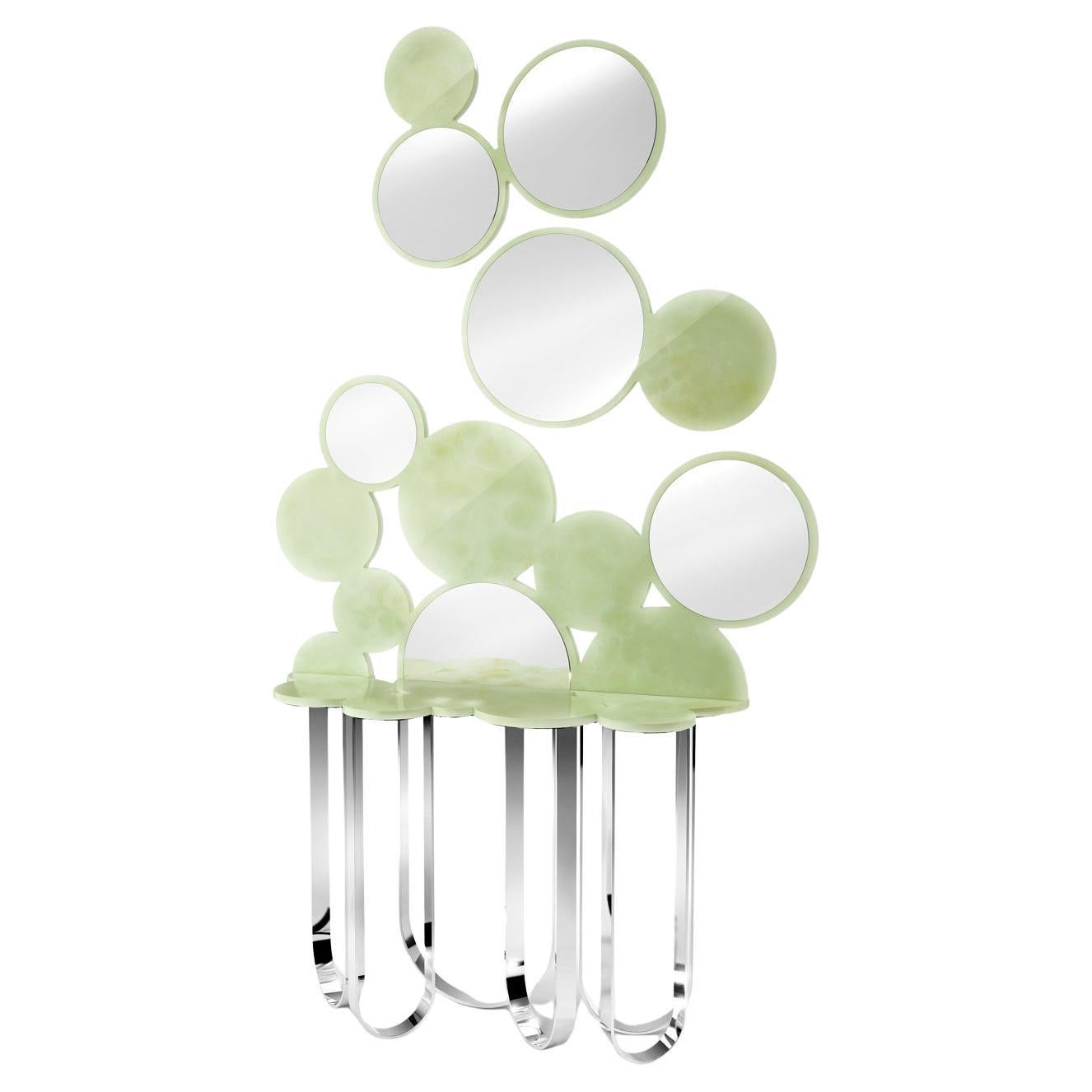 Cloud konsolentisch aus kristallglas und edelstahl von Barberini & Gunnell im Angebot
