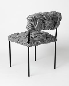 "Cloud" Contemporary Chair with Handwoven B&W Upholstery