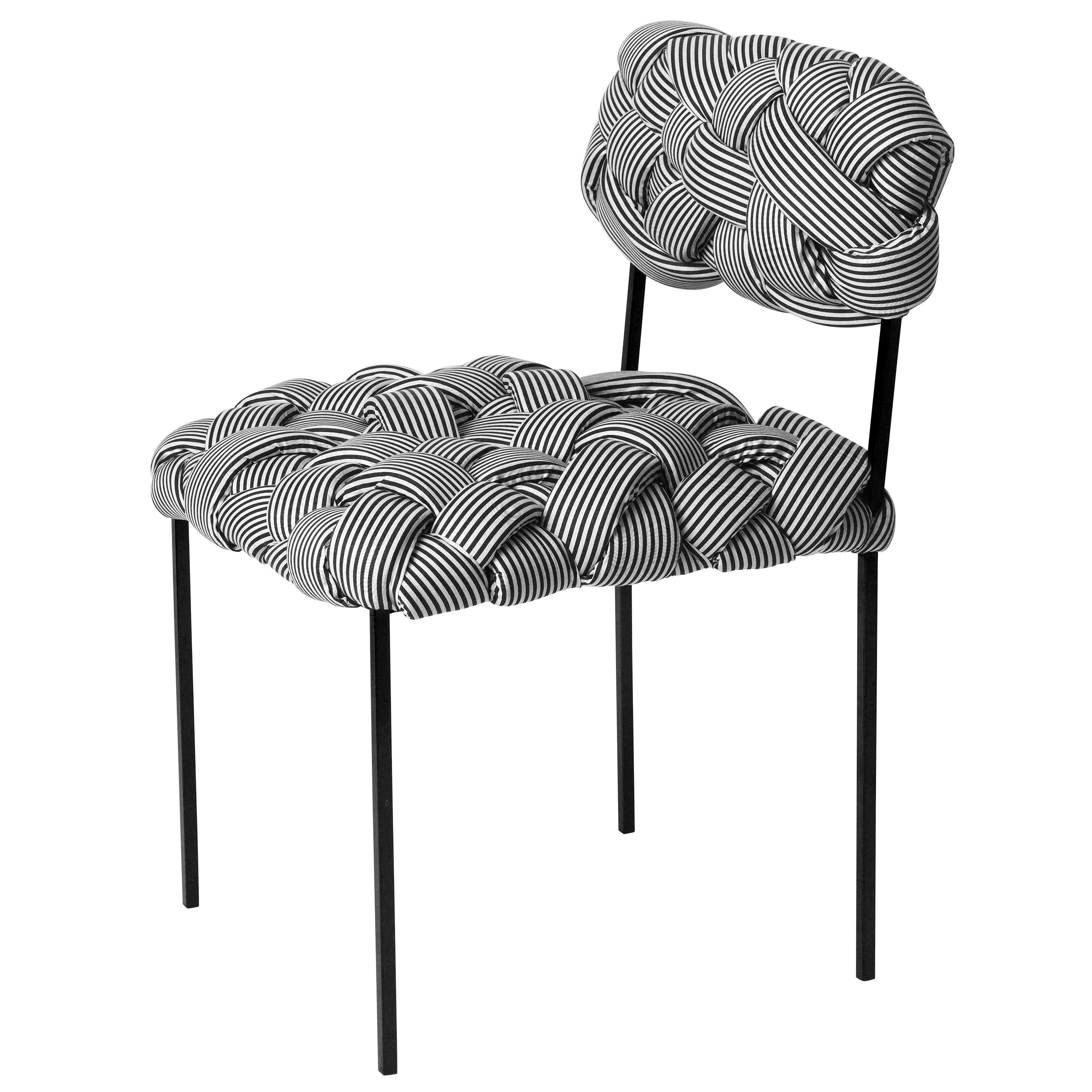 "Cloud" Contemporary Chair with Handwoven B&W Upholstery
