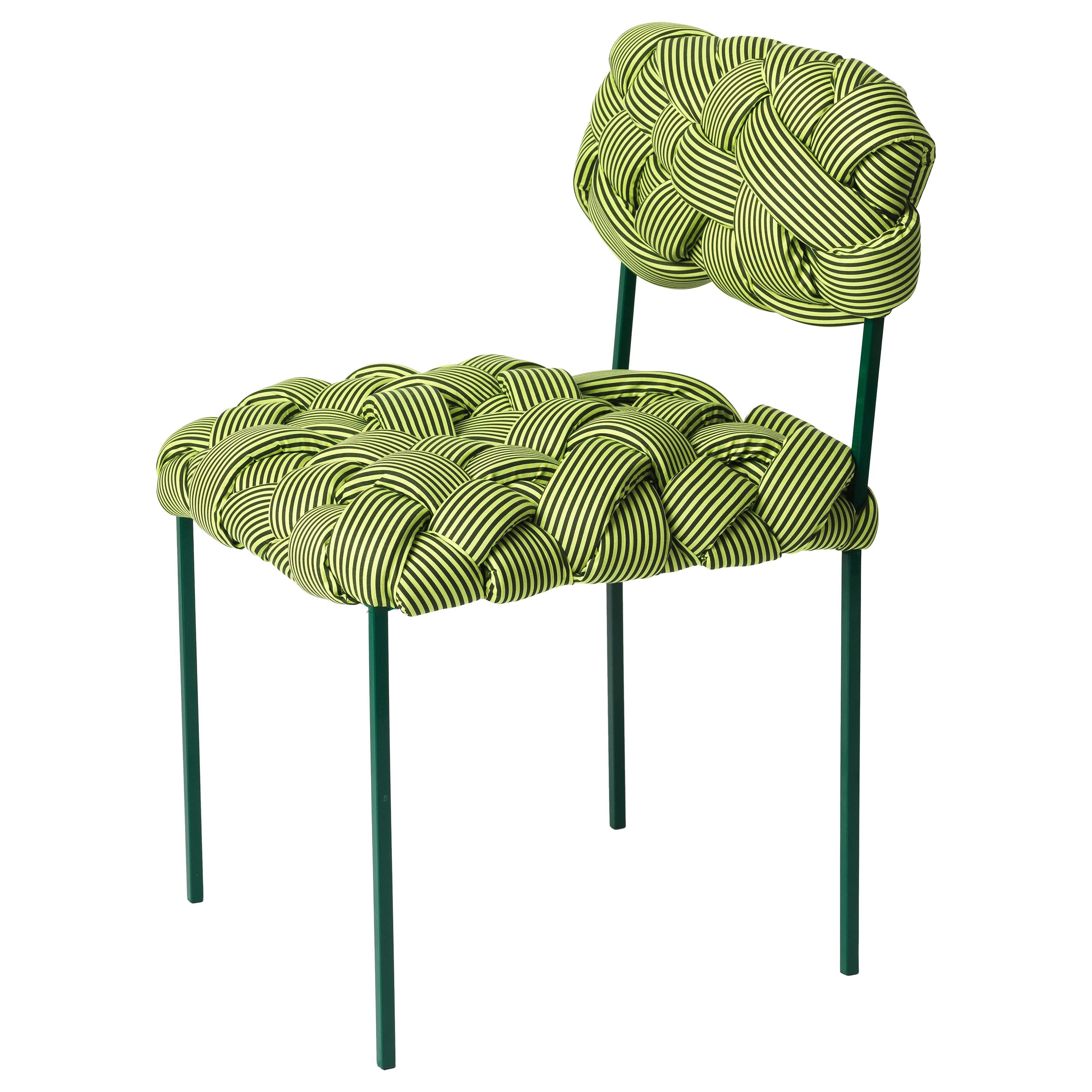 Chaise contemporaine « Cloud » avec tapisserie verte tissée à la main