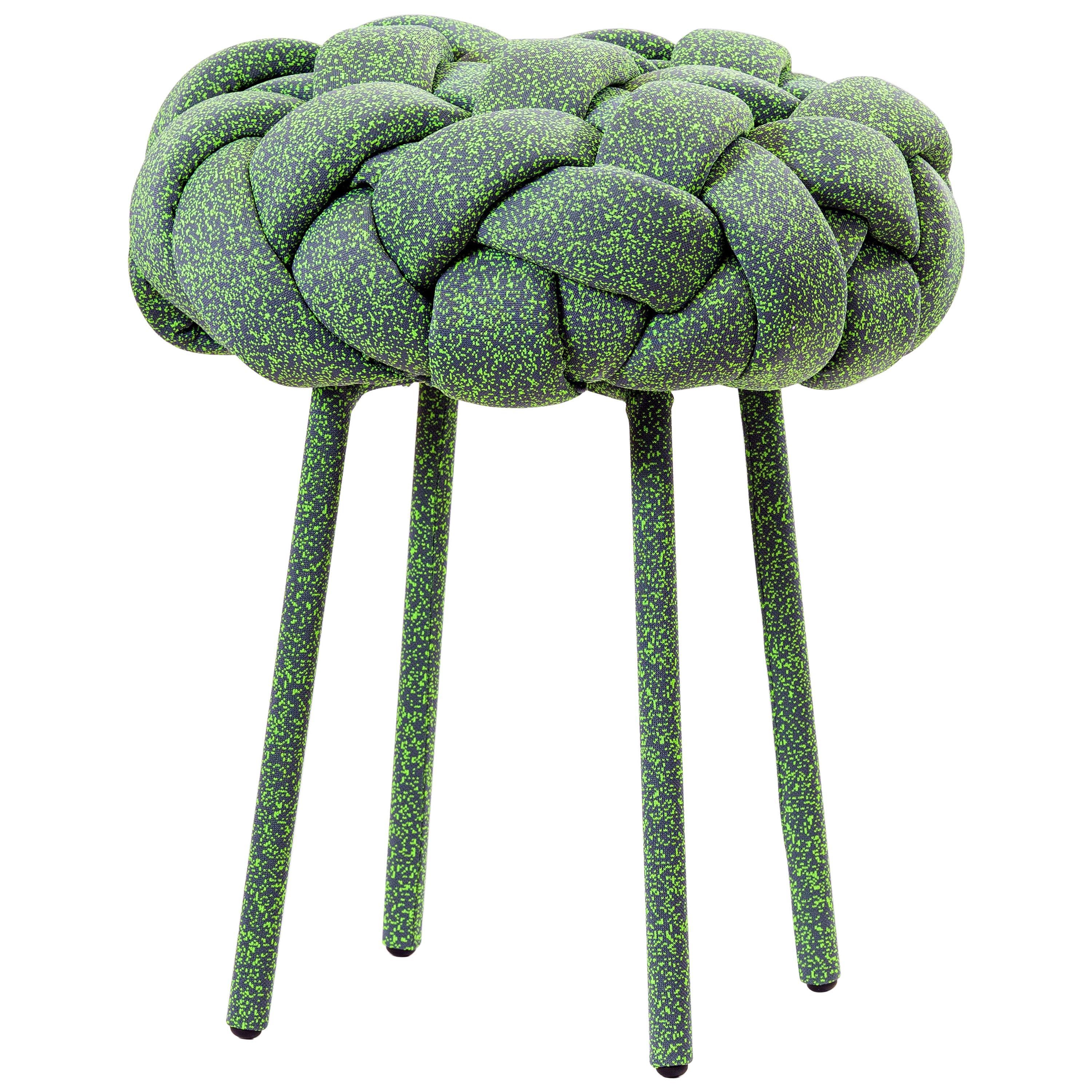 "Cloud" Contemporary Small Stool with Handwoven Green Kvadrat Upholstery