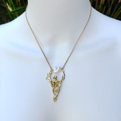 "Cloud Dancer" Necklace in 18K Gold, Diamonds & Baroque Pearl by Eytan Brandes