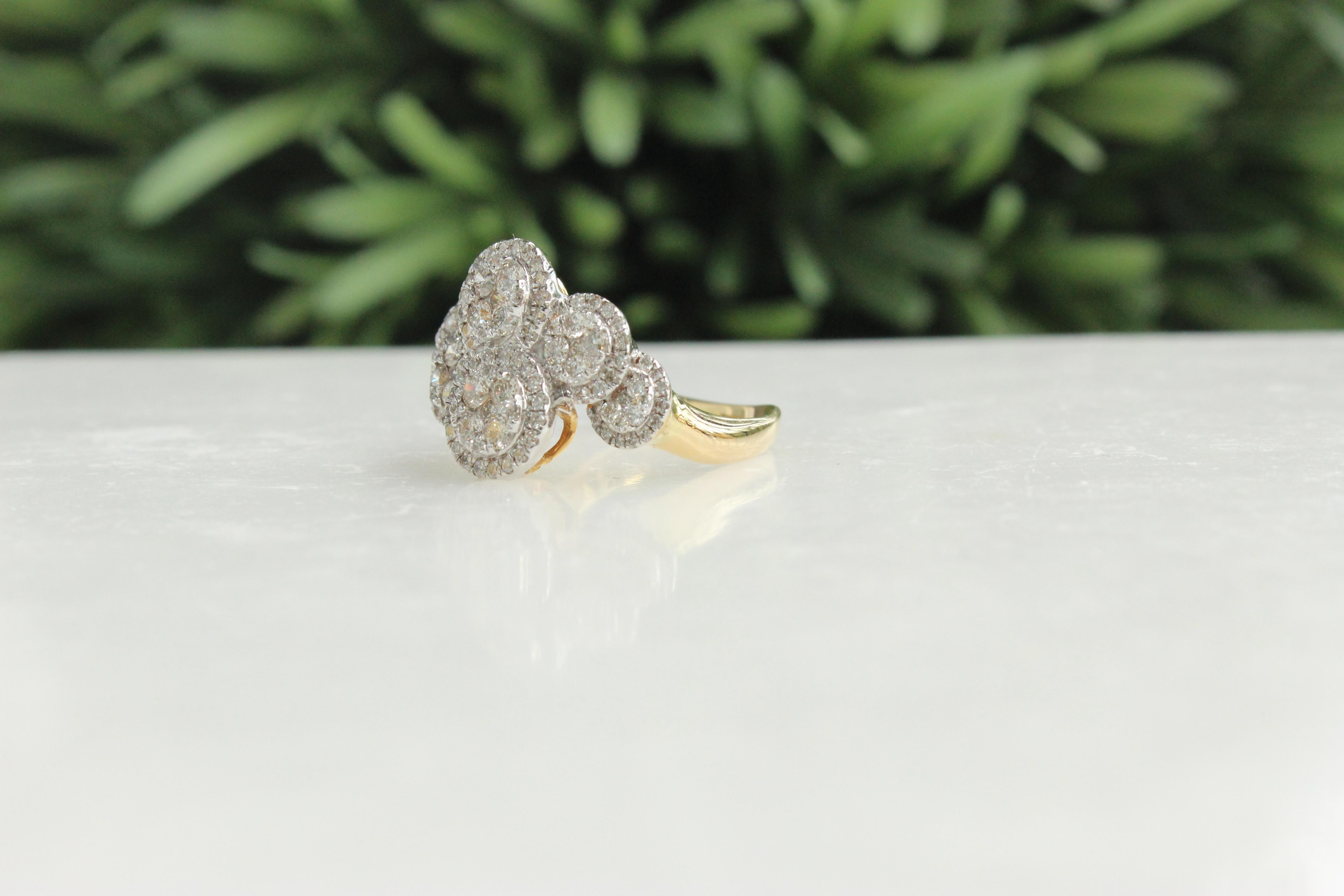 For Sale:  Cloud Diamond Cluster Ring With Illusion Setting Set in 18K Solid Gold 3