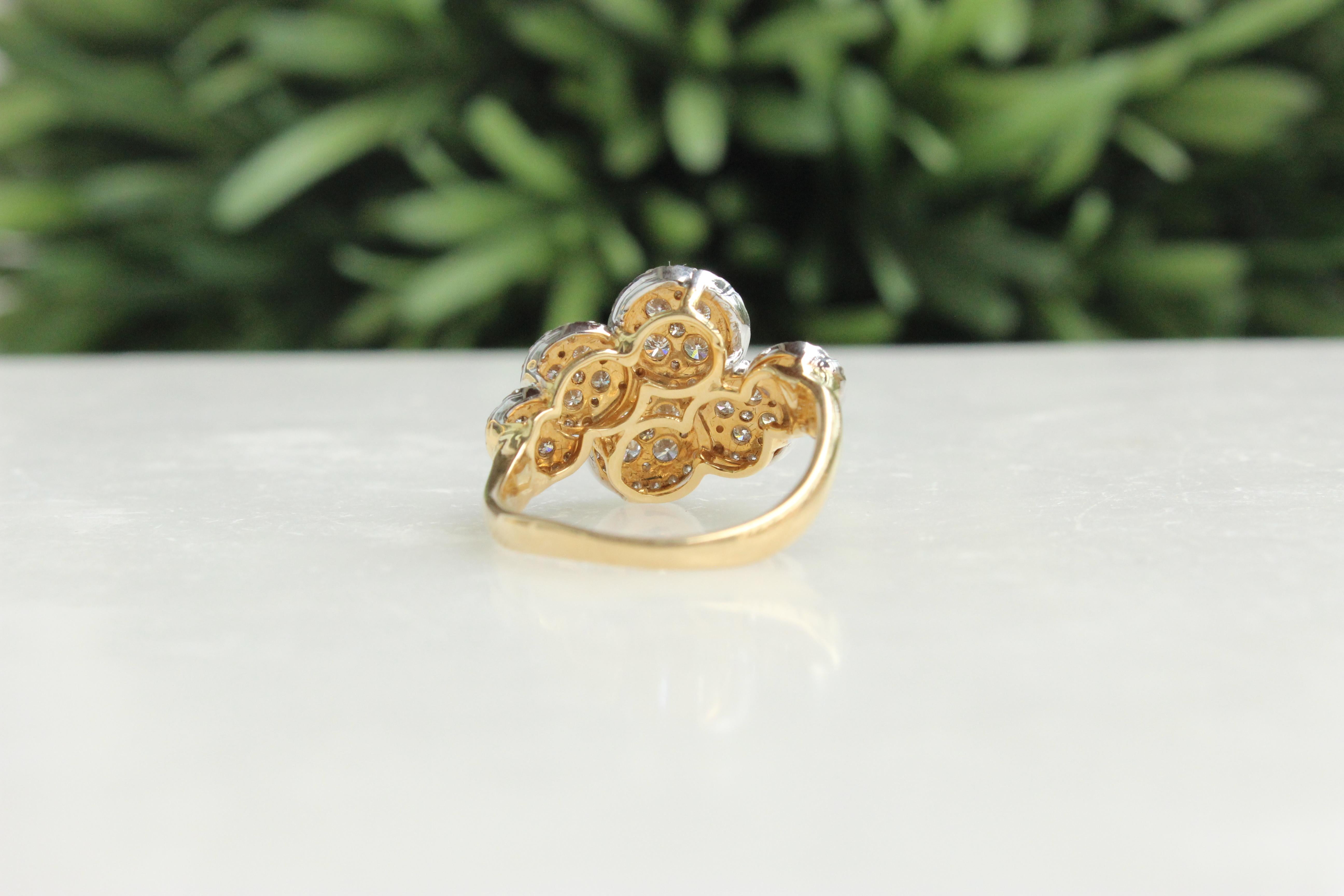 For Sale:  Cloud Diamond Cluster Ring With Illusion Setting Set in 18K Solid Gold 4