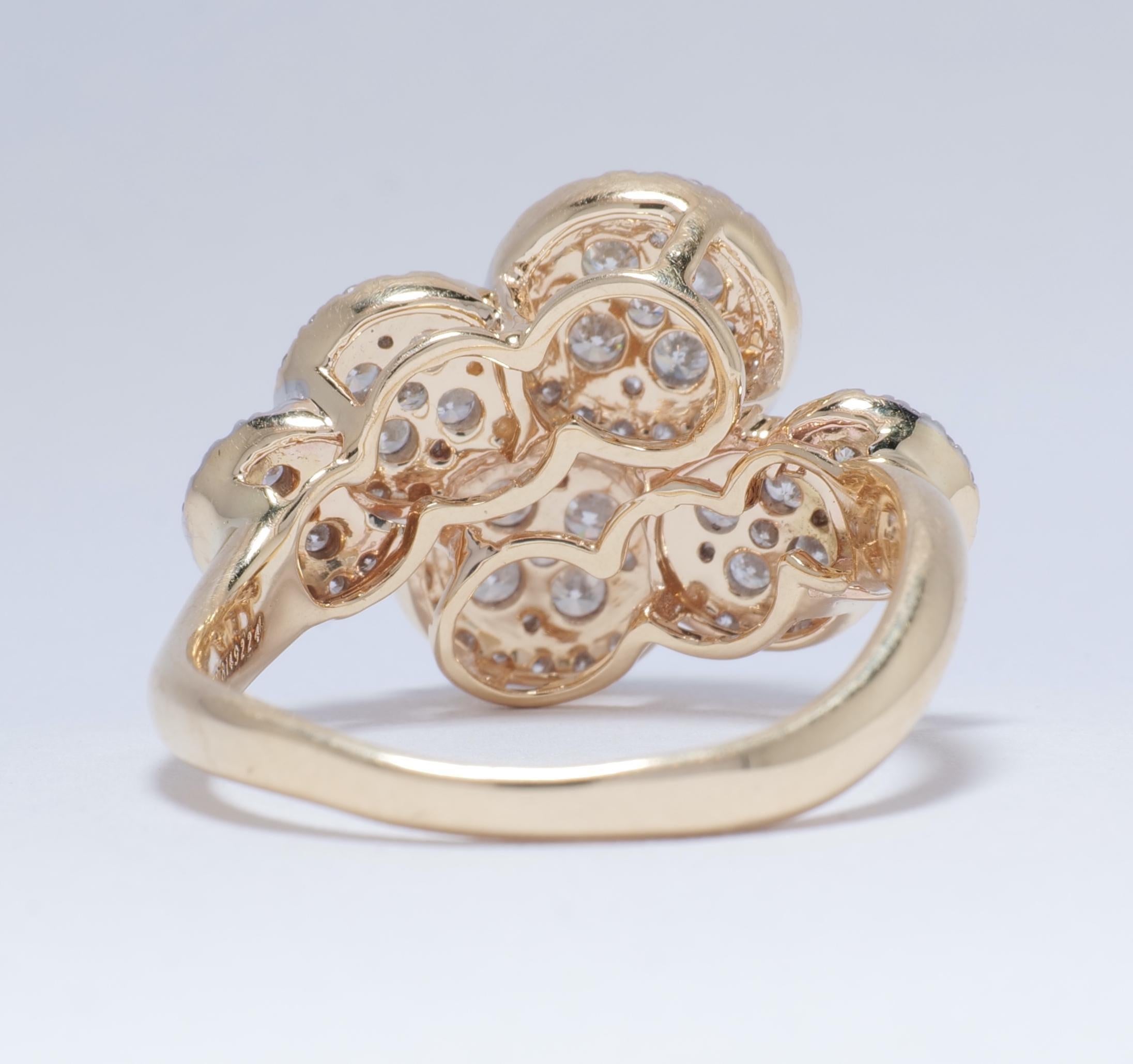 Anello con diamante a nuvola in oro massiccio 14K (certificato) In condizioni Nuovo in vendita a New Delhi, DL