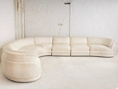 Cloud Form Post Modern 5 Piece Sectional in Cream Jacquard Stripe Upholstery