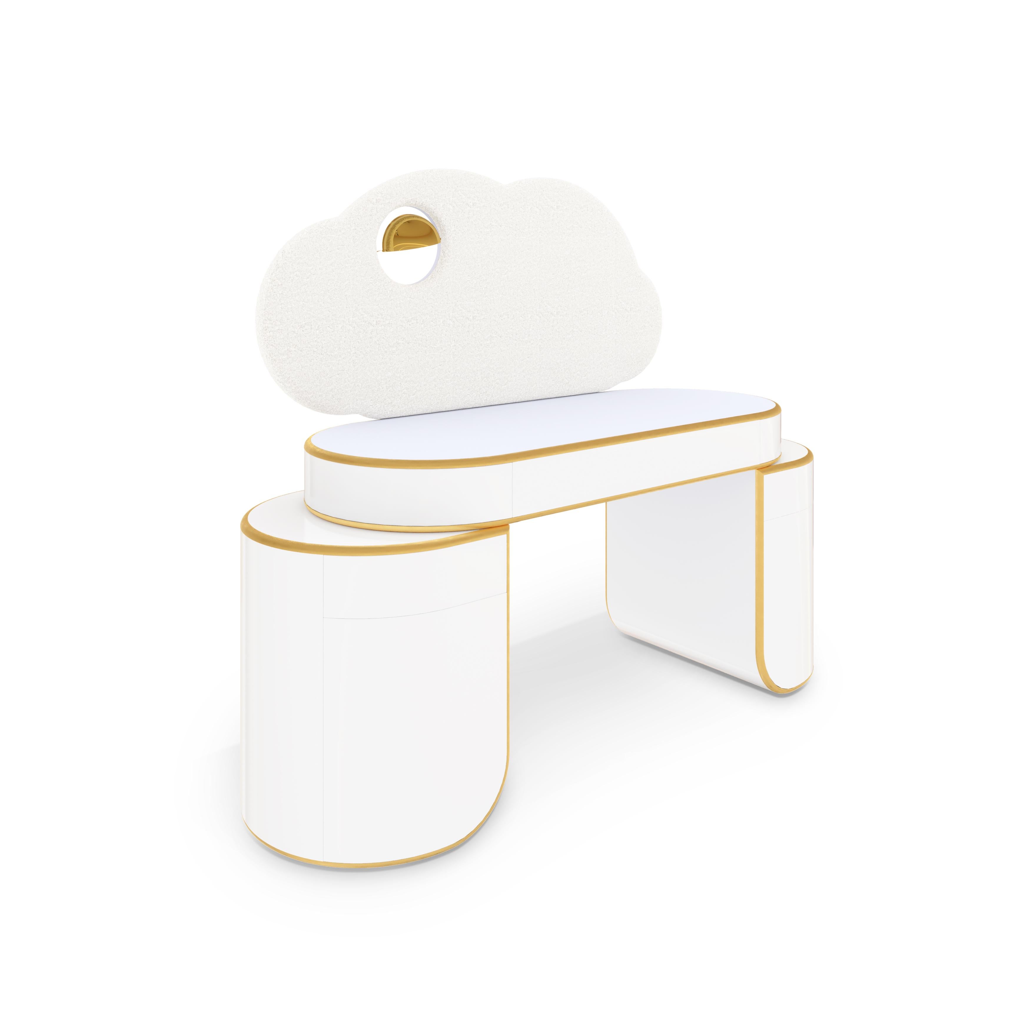 Cloud Glow Desk by MAGILORE - Scrivania di lusso per bambini in Bouclé e foglia d'oro con Amb In condizioni Nuovo in vendita a Vila Nova de Famalicão, PT