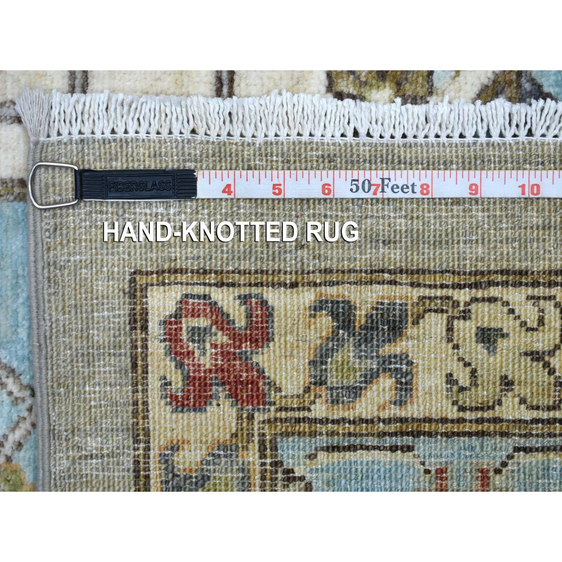Cloud Gray Fine Peshawar con Heriz Design 100% Lana annodato a mano Rugs 9'2
