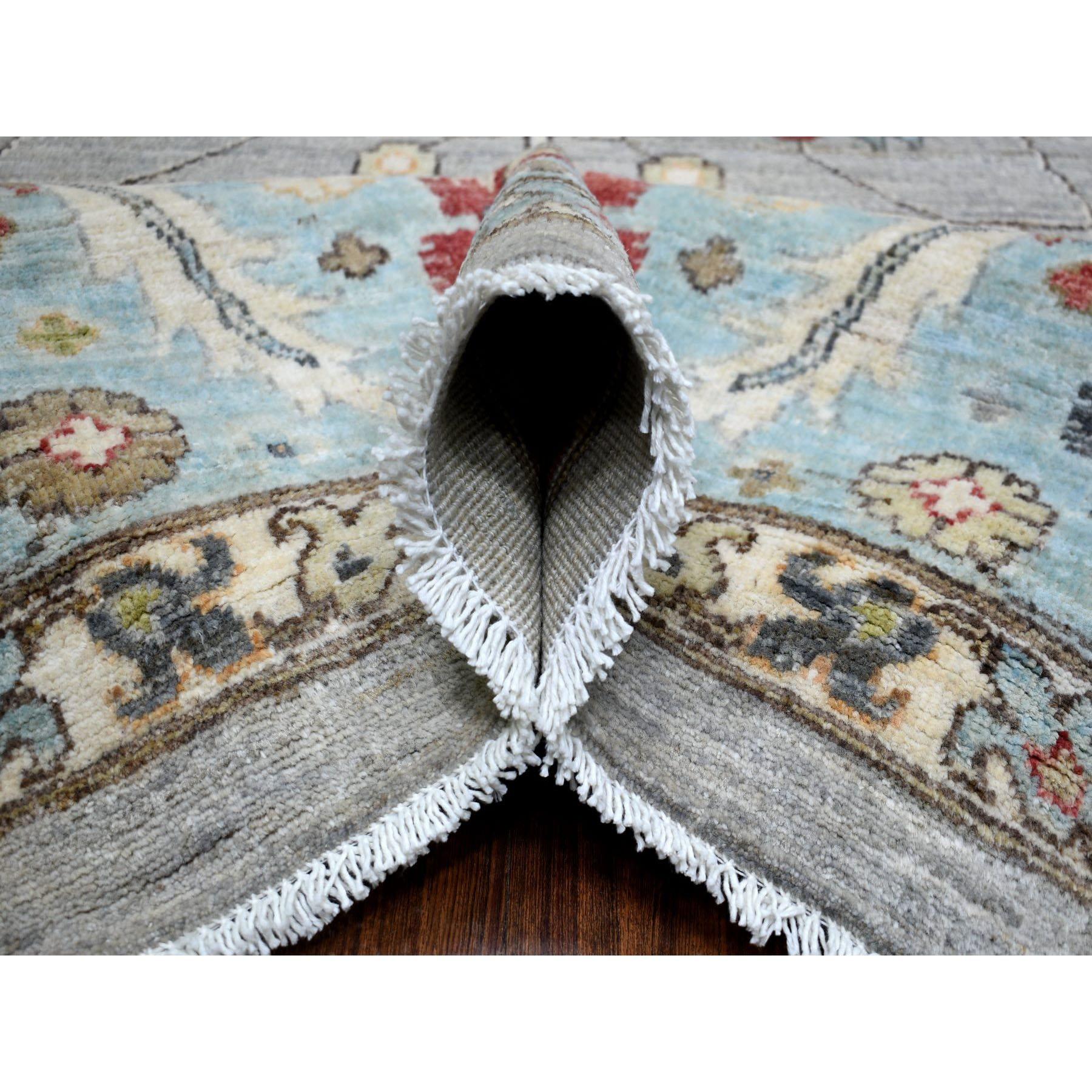 Cloud Gray Fine Peshawar con Heriz Design 100% Lana annodato a mano Rugs 9'2