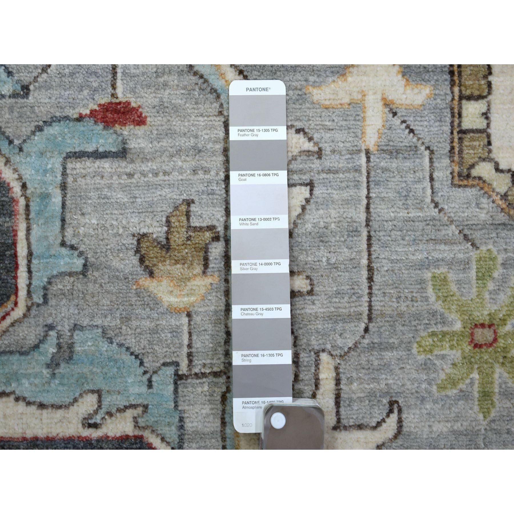 Cloud Gray Fine Peshawar con Heriz Design 100% Lana annodato a mano Rugs 9'2