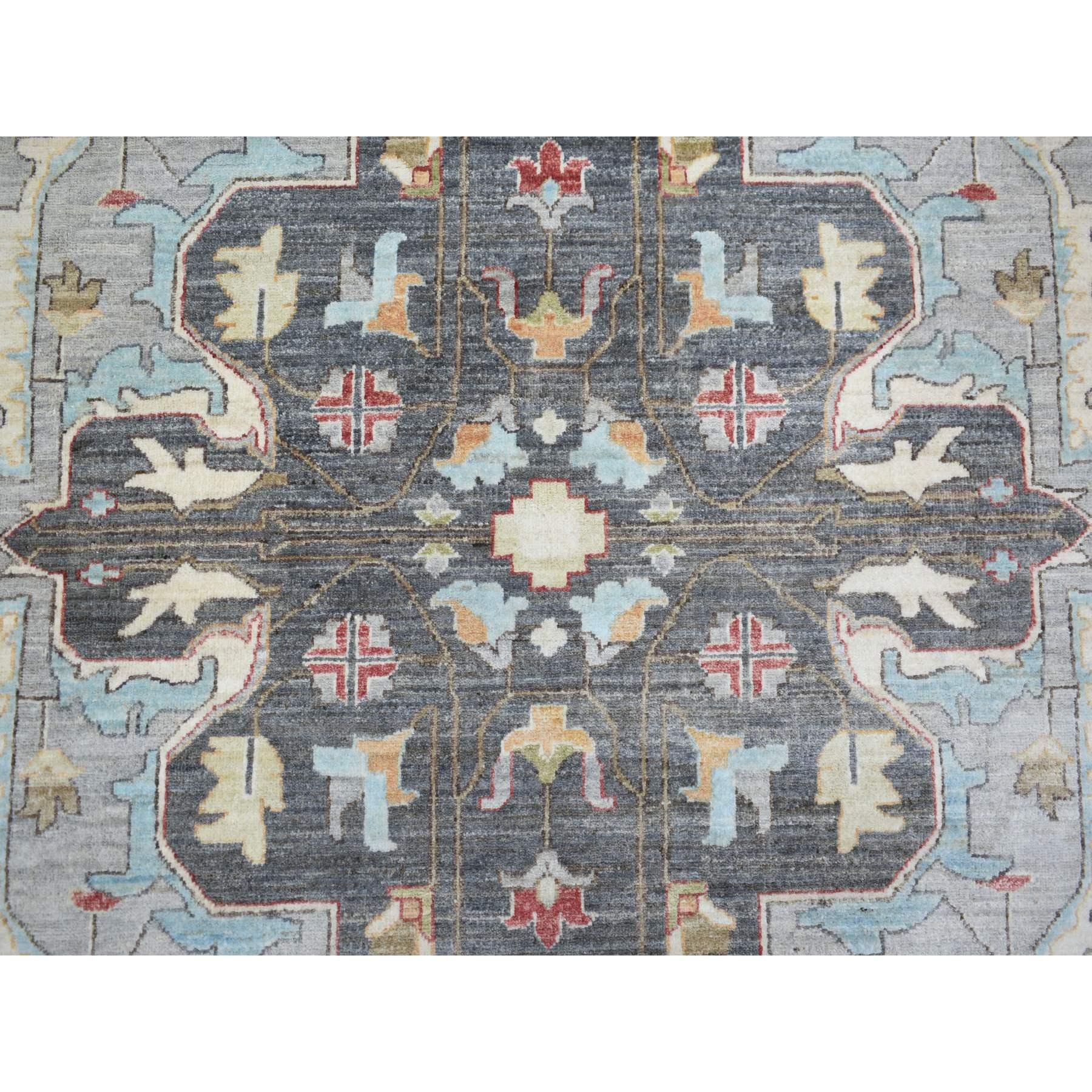 Cloud Gray Fine Peshawar con Heriz Design 100% Lana annodato a mano Rugs 9'2