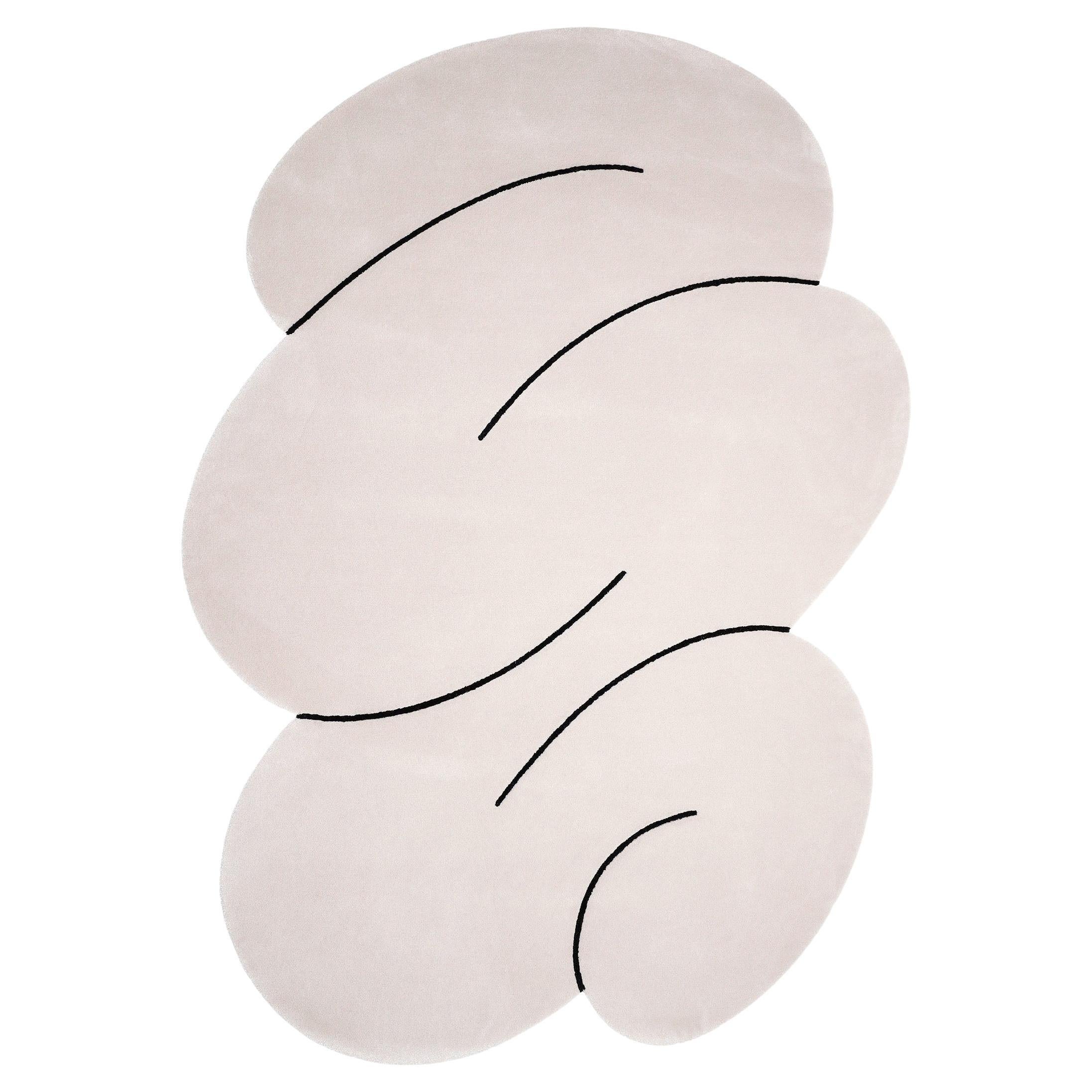 Wolke Grau Squiggle Teppich aus neuseeländischer Wolle von Okej Studio