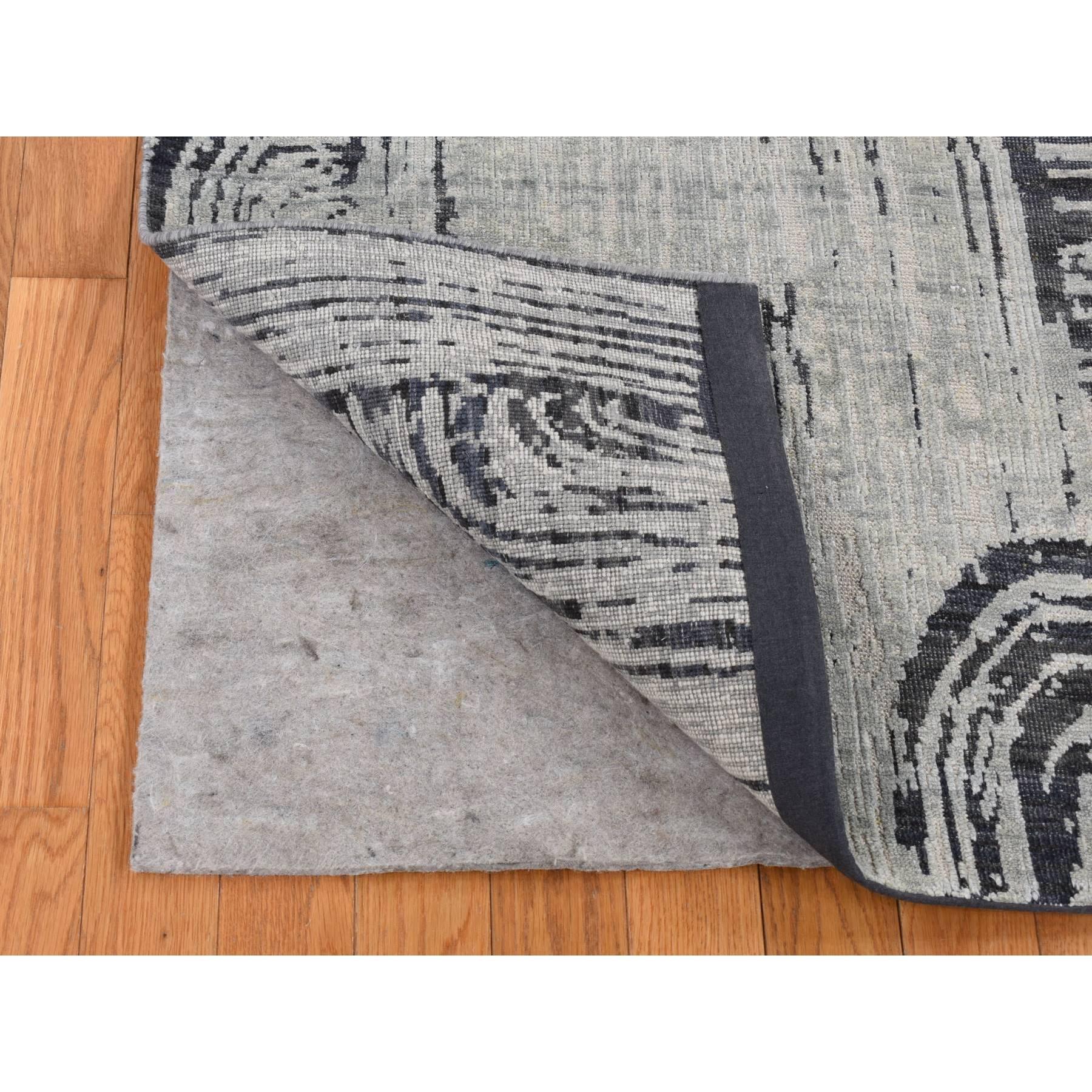 Indian Cloud Gray THE CANE Oversized Pure Silk with Wool Hand Knotted Rug 11'9