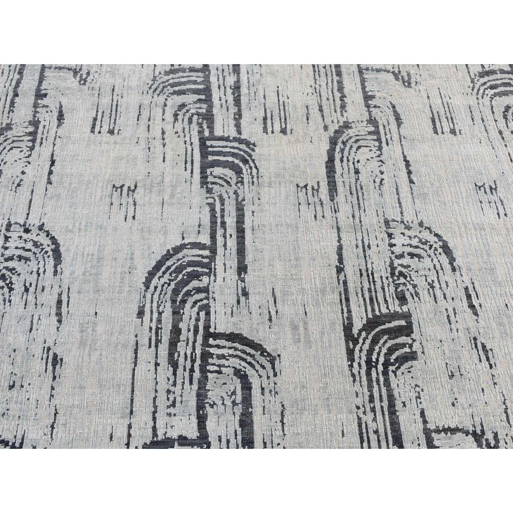 Cloud Gray THE CANE Oversized Pure Silk with Wool Hand Knotted Rug 11'9