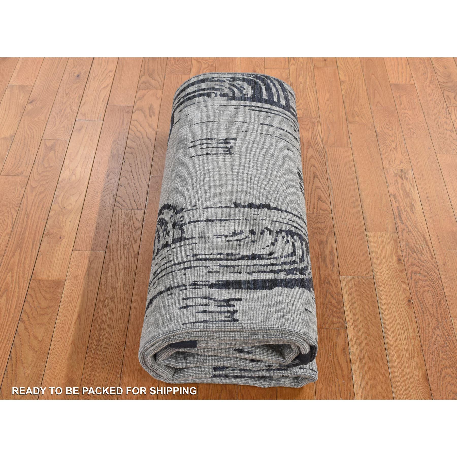 Cloud Gray THE CANE Oversized Pure Silk with Wool Hand Knotted Rug 11'9
