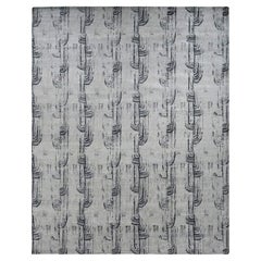 Alfombra anudada a mano de lana y seda pura de gran tamaño 11'9 "x14'10" Gris Nube THE CANE