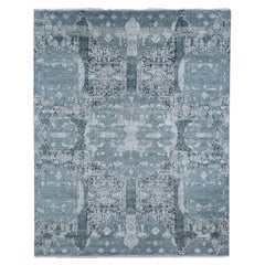 Cloud Gray Wool and Pure Silk Jewellery Design Hand Knotted Rug 7'10" x 10'0"