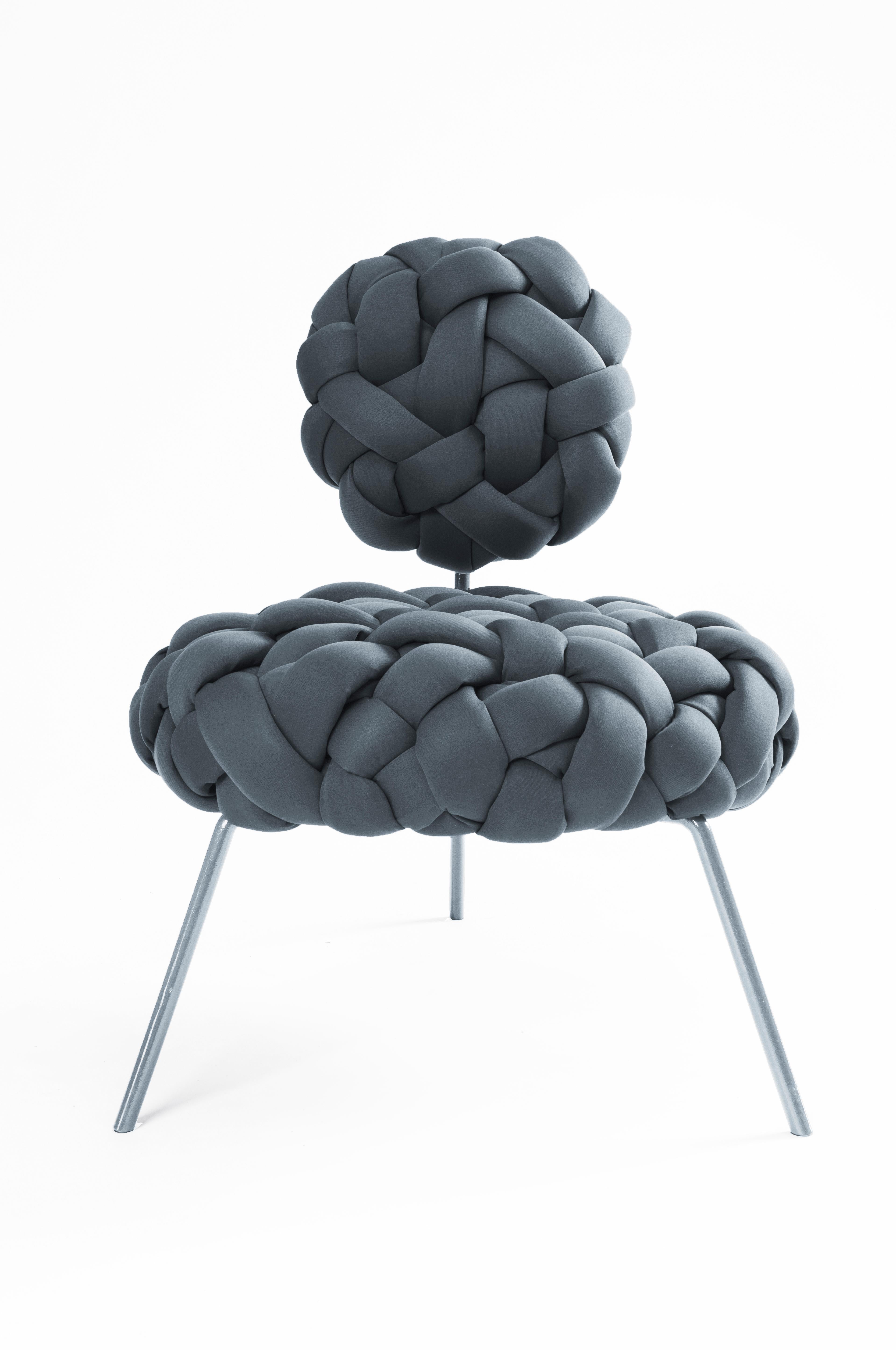 Linen Cloud Lounge Chair, Handmade Upholstery in Neoprene For Sale