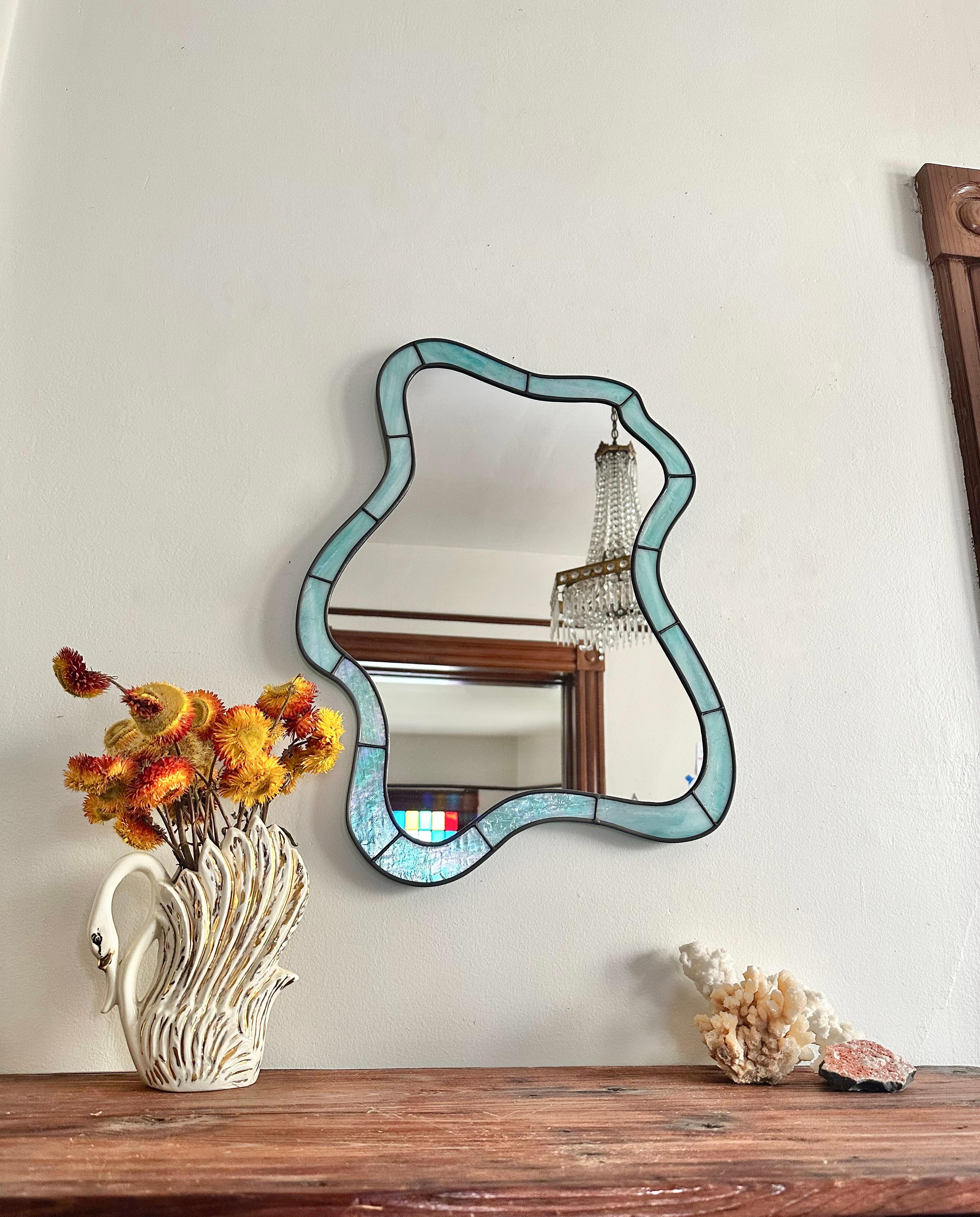 American Cloud Mirror in Iridescent Turquoise  For Sale