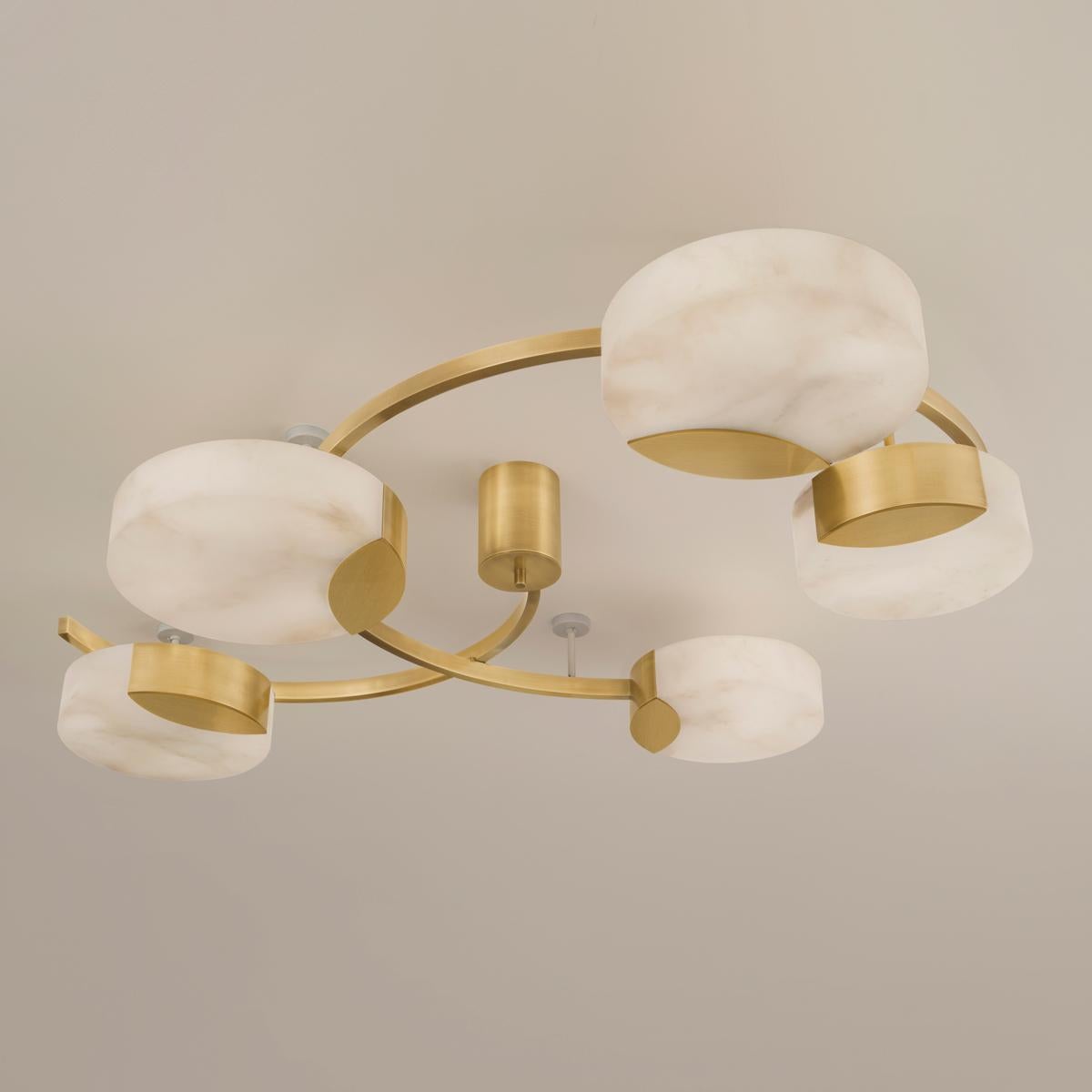 Italian Cloud N.5 Ceiling Light by Gaspare Asaro-Satin Brass Finish For Sale
