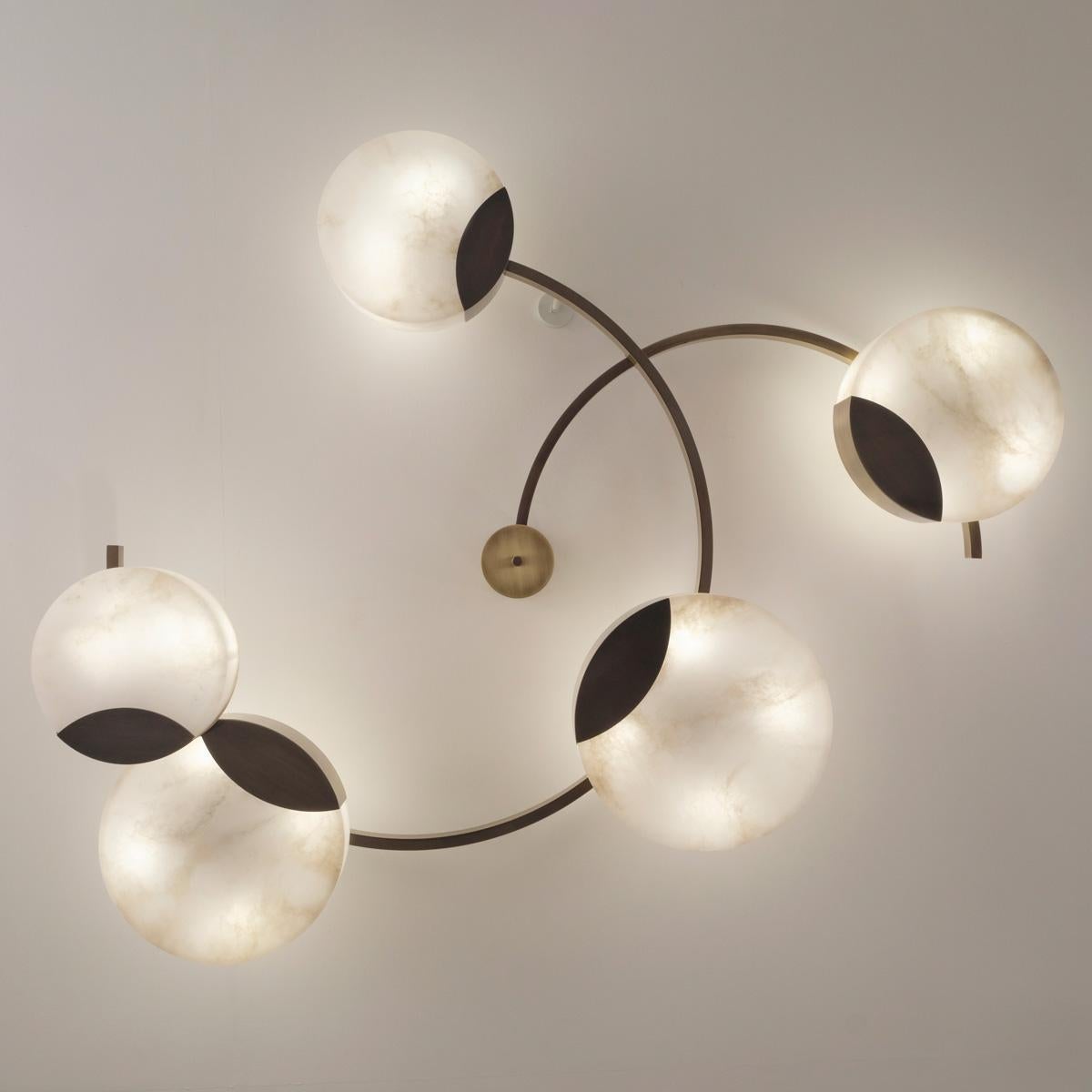 Cloud N.5 Ceiling Light by Gaspare Asaro-Satin Brass Finish In New Condition For Sale In New York, NY