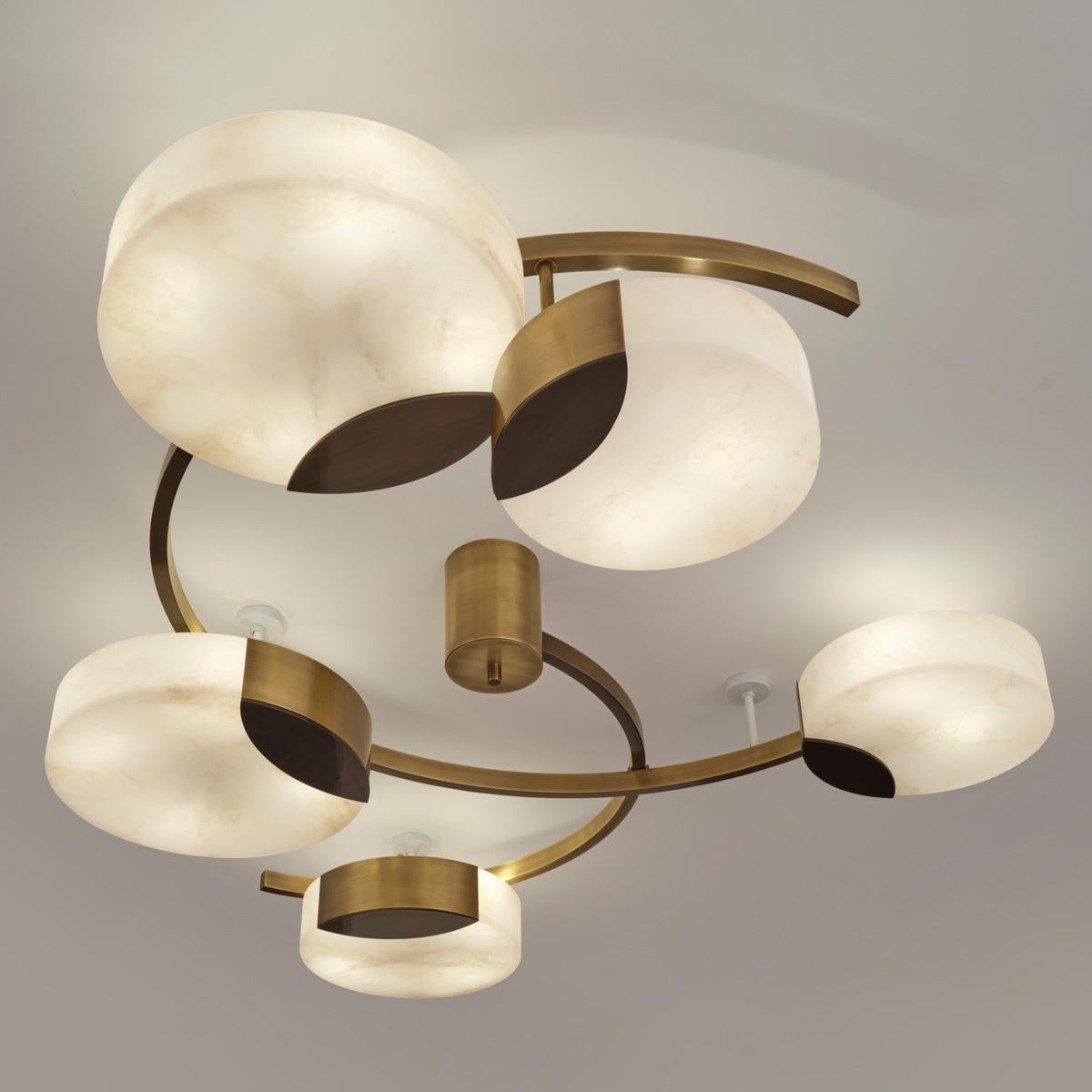 Contemporary Cloud N.5 Ceiling Light by Gaspare Asaro-Satin Brass Finish For Sale